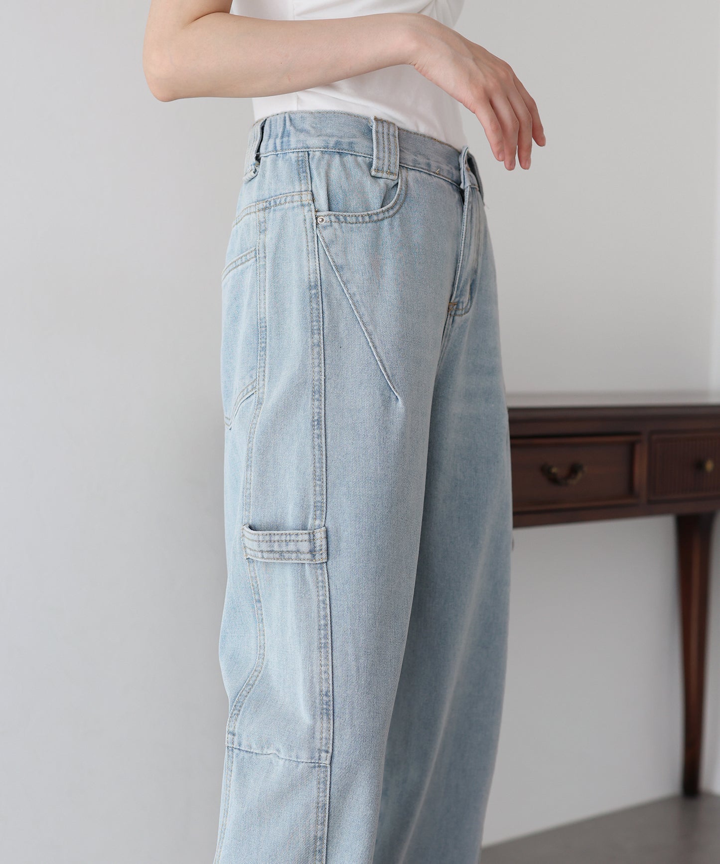 【新商品限定5%OFF(木)】バックゴムペインターカーブデニムパンツ