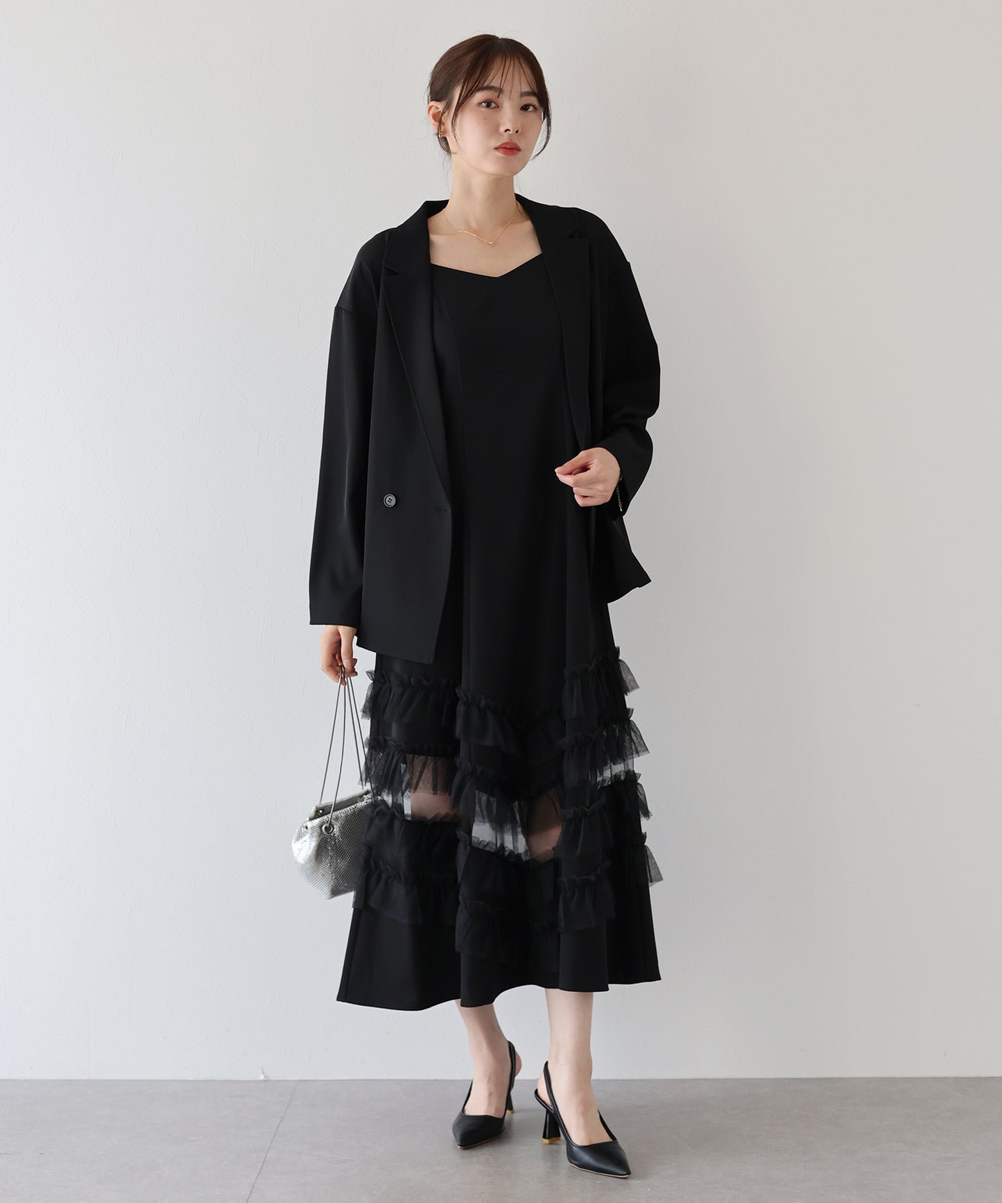 【早割5%OFF】フリルキャミOP×ジャケットセット