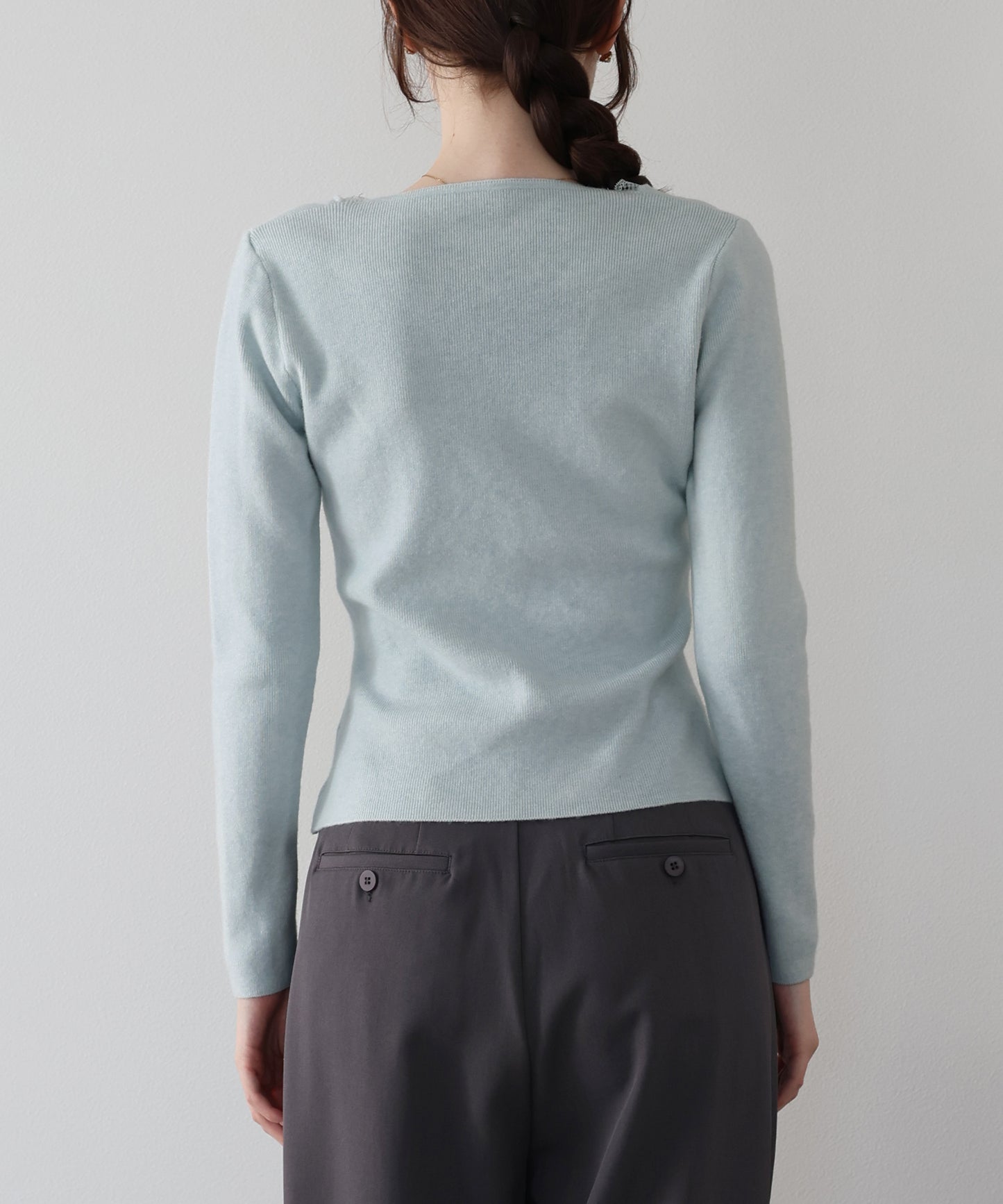 フロントギャザーレースニット