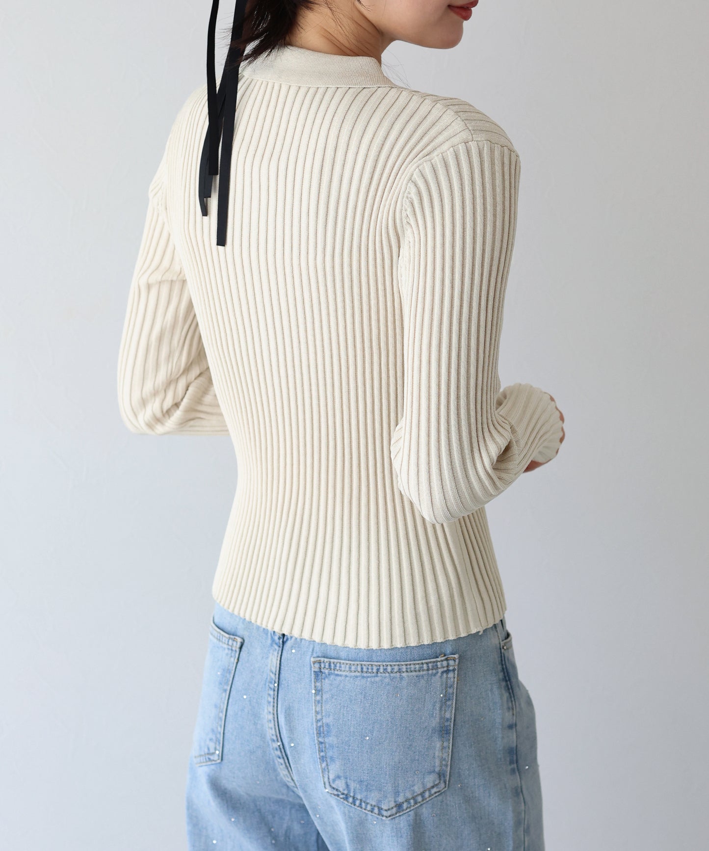 【SALE】バイカラーポロ襟Wジップカーディガン