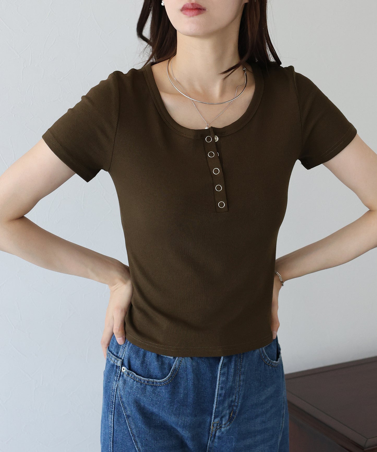 【TIME SALE】ヘンリーネック半袖Tシャツ【ネコポス】