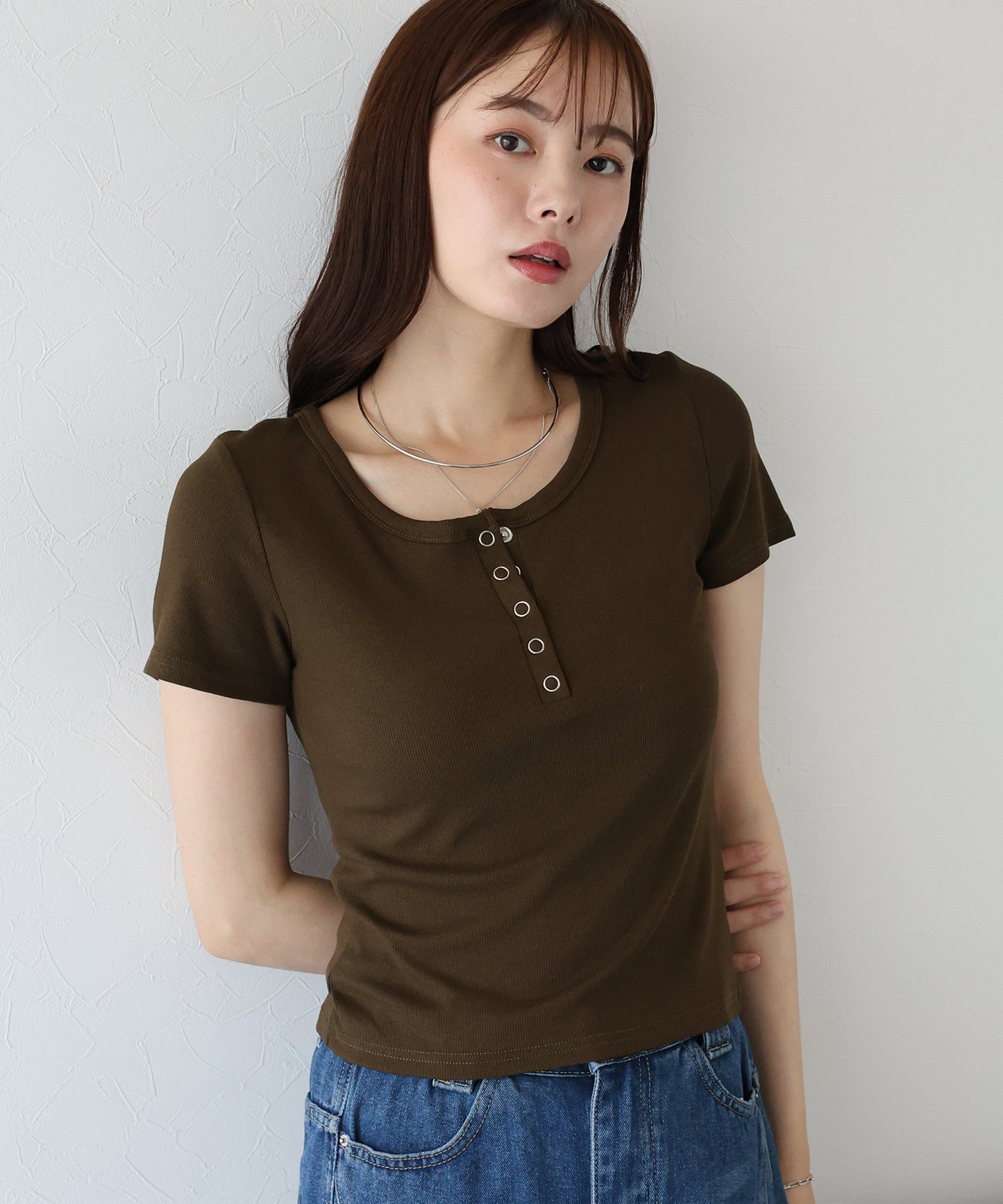 【TIME SALE】ヘンリーネック半袖Tシャツ【ネコポス】