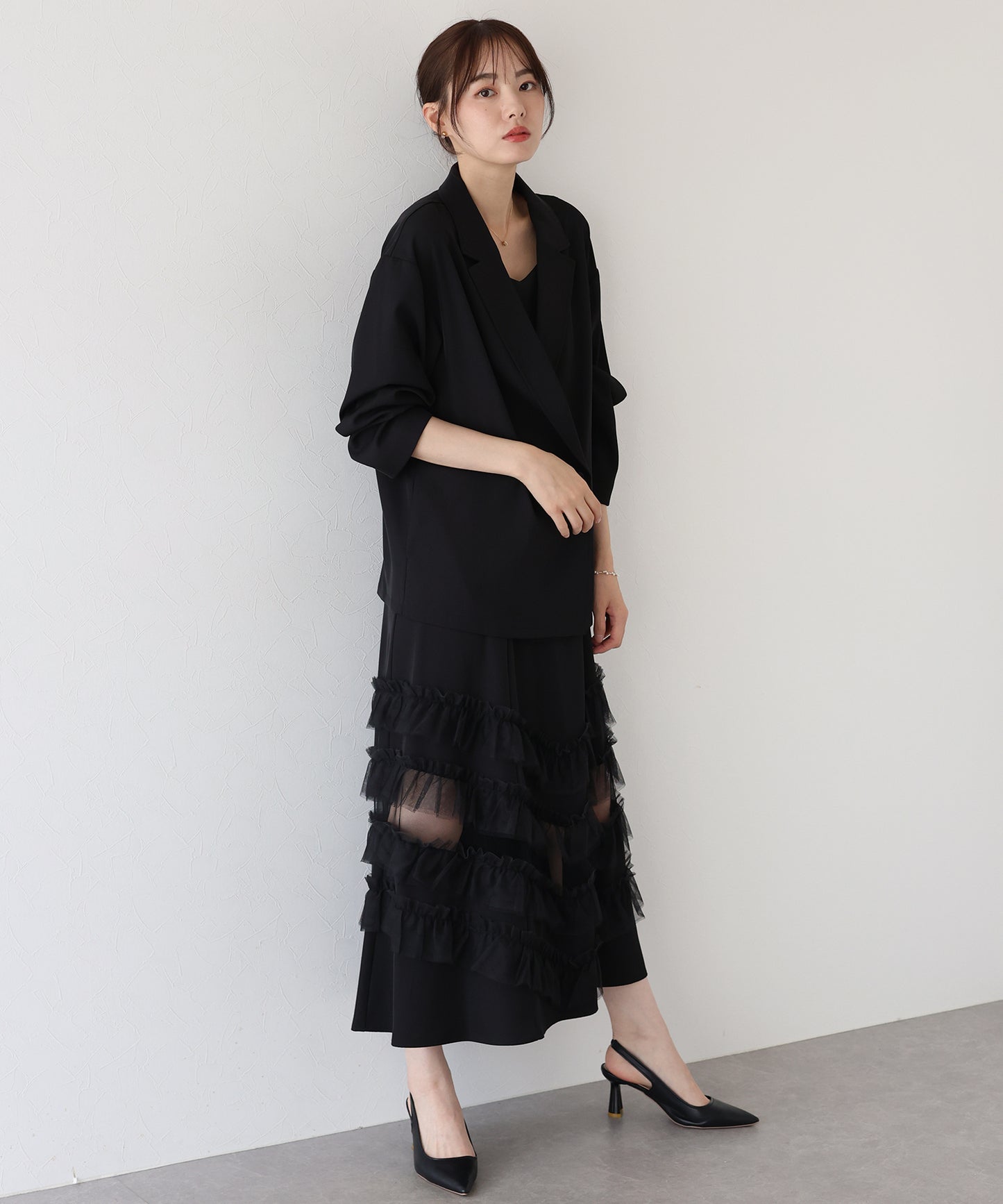 【早割5%OFF】フリルキャミOP×ジャケットセット