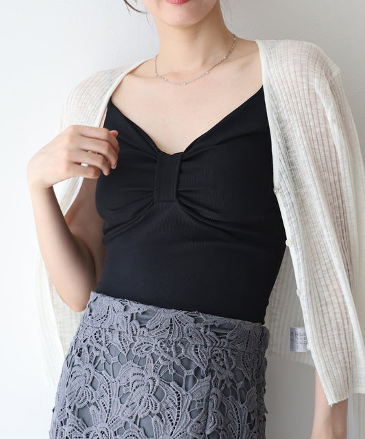 【SALE】カップ付きリボンキャミソール【ネコポス】