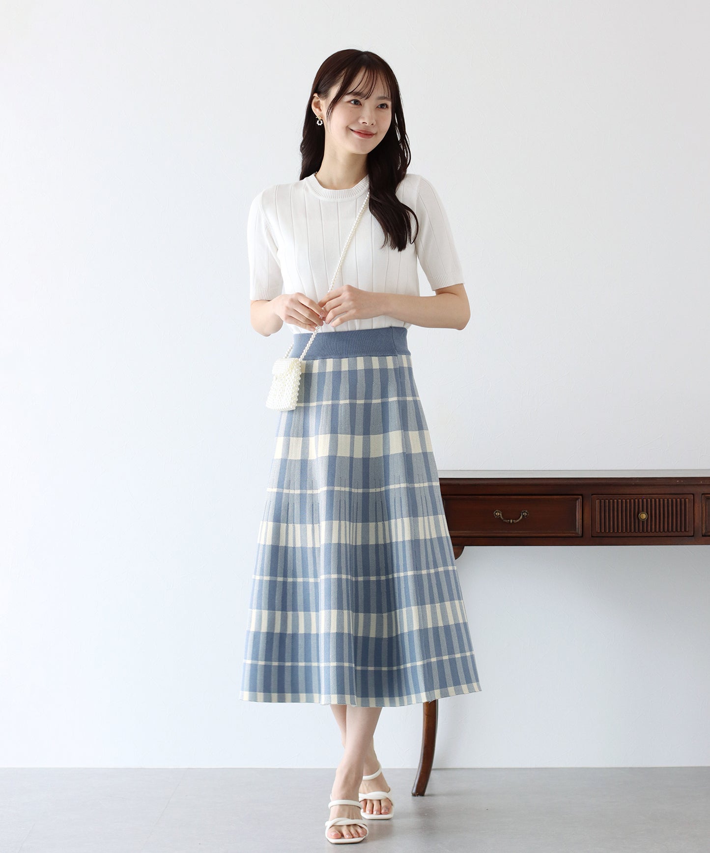 【SALE】チェックニットスカート