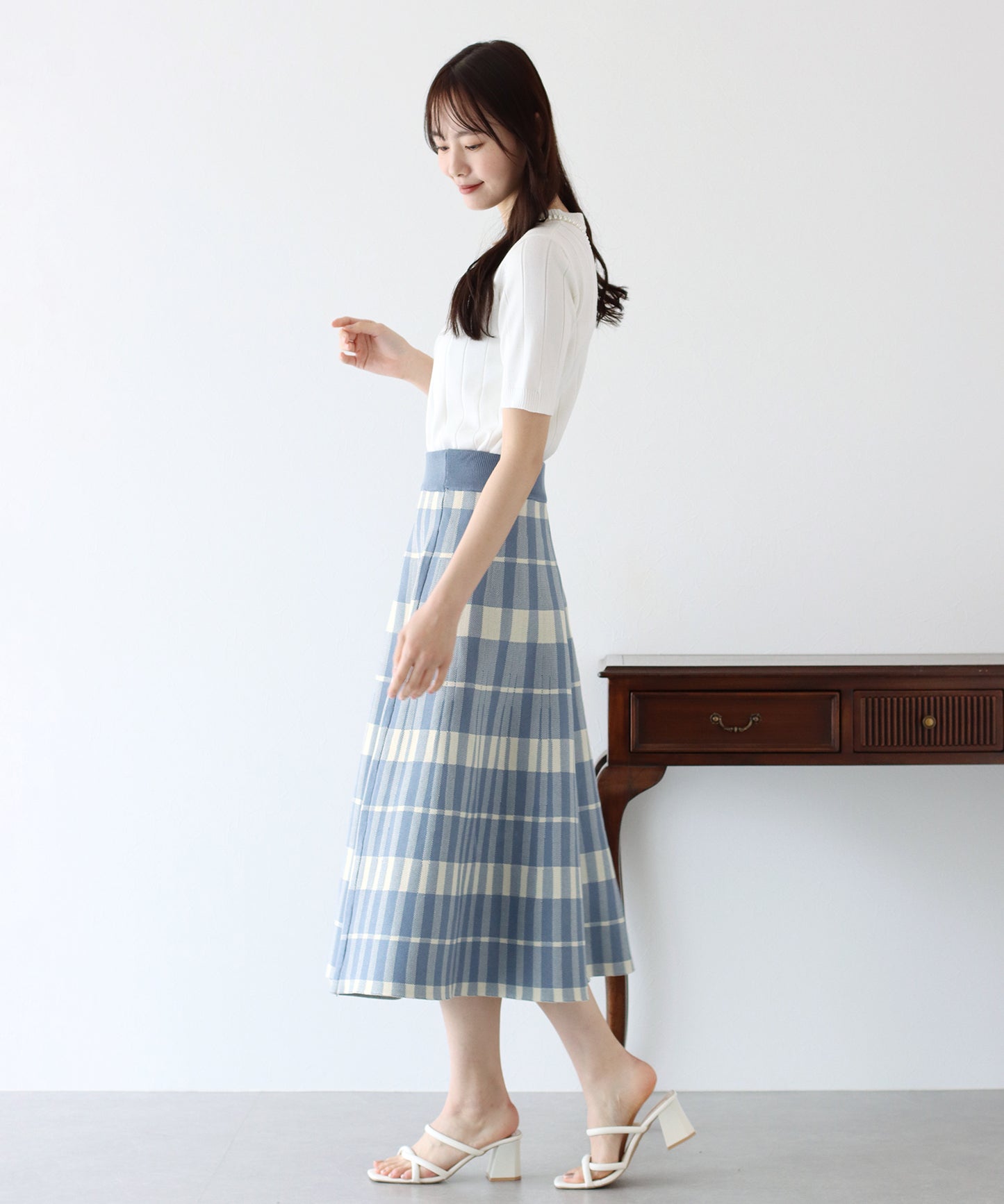 【SALE】チェックニットスカート