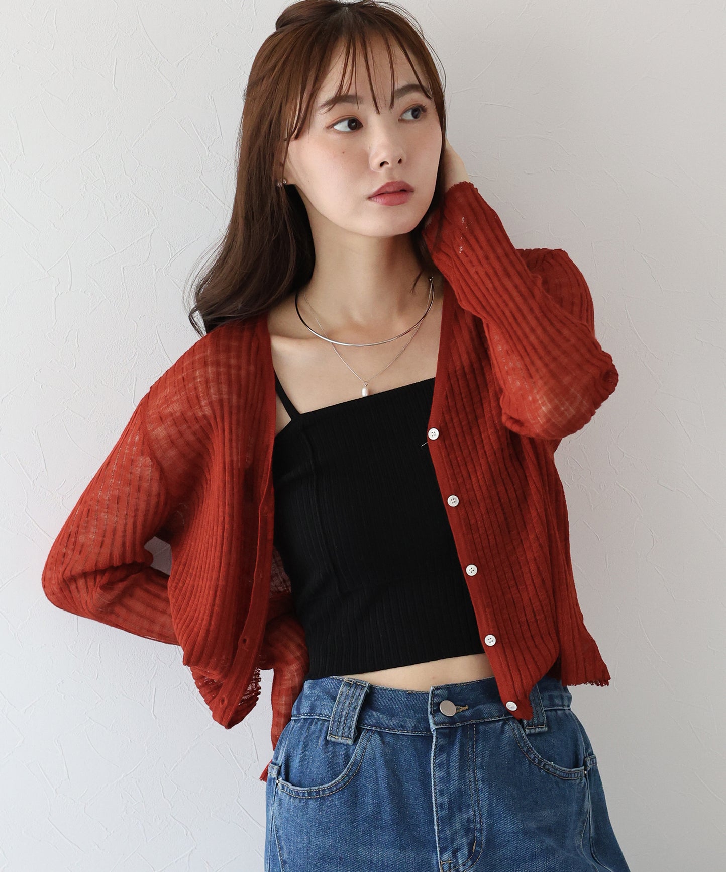 【TIME SALE】シアーリブカーディガン