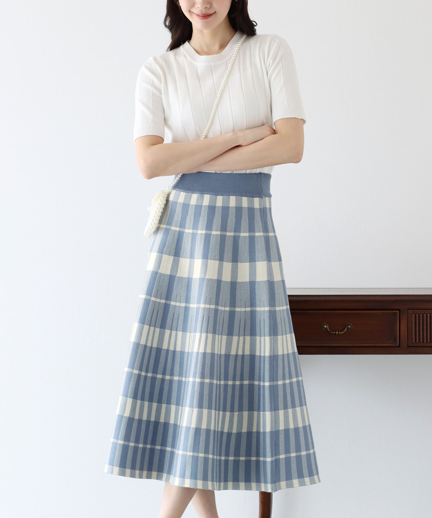 【SALE】チェックニットスカート