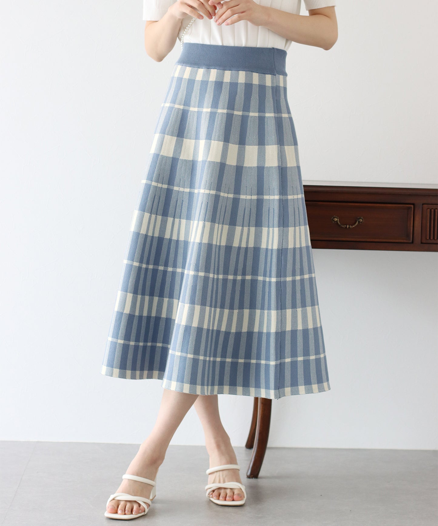 【SALE】チェックニットスカート