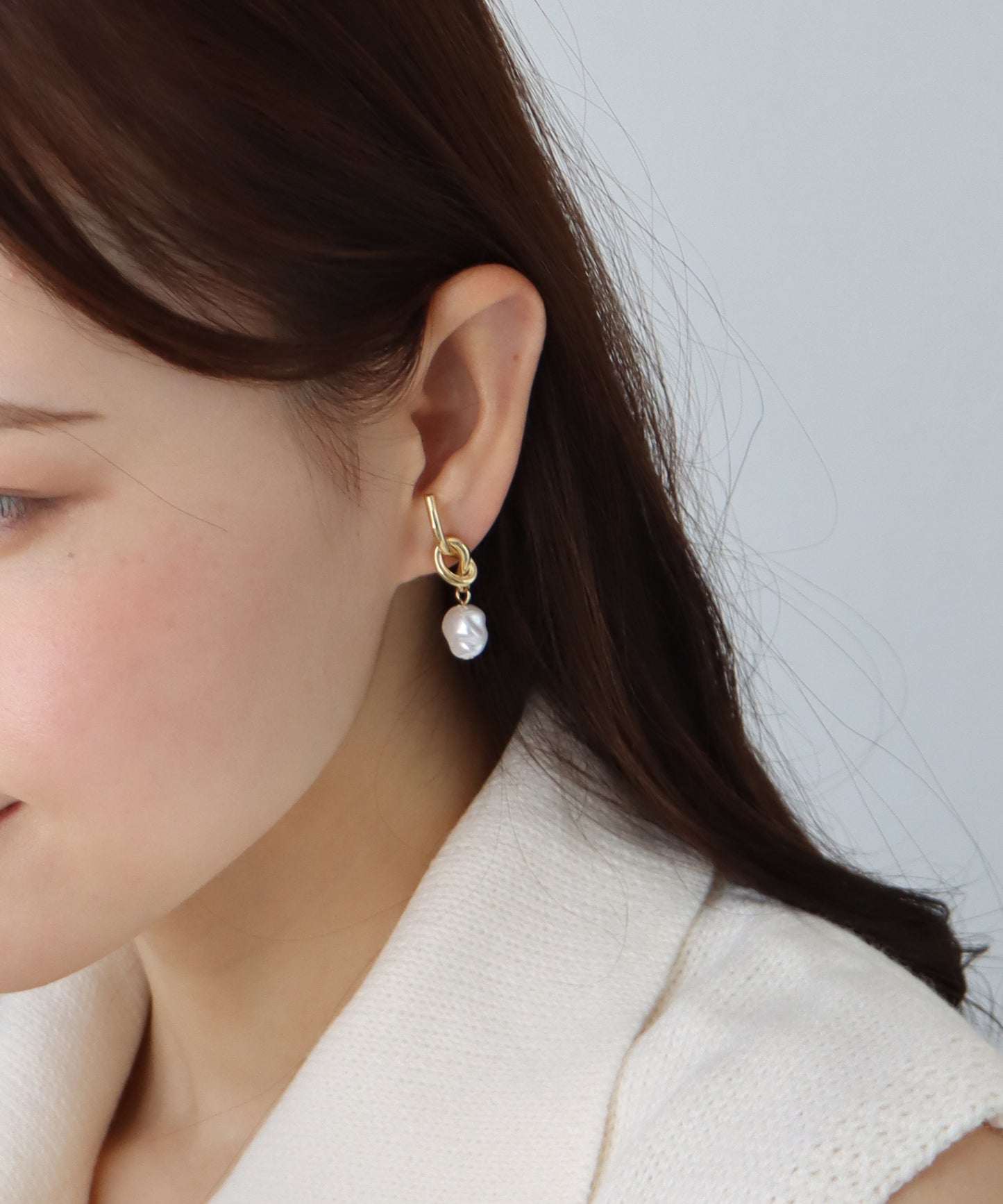 淡水パールノットピアス【ネコポス】