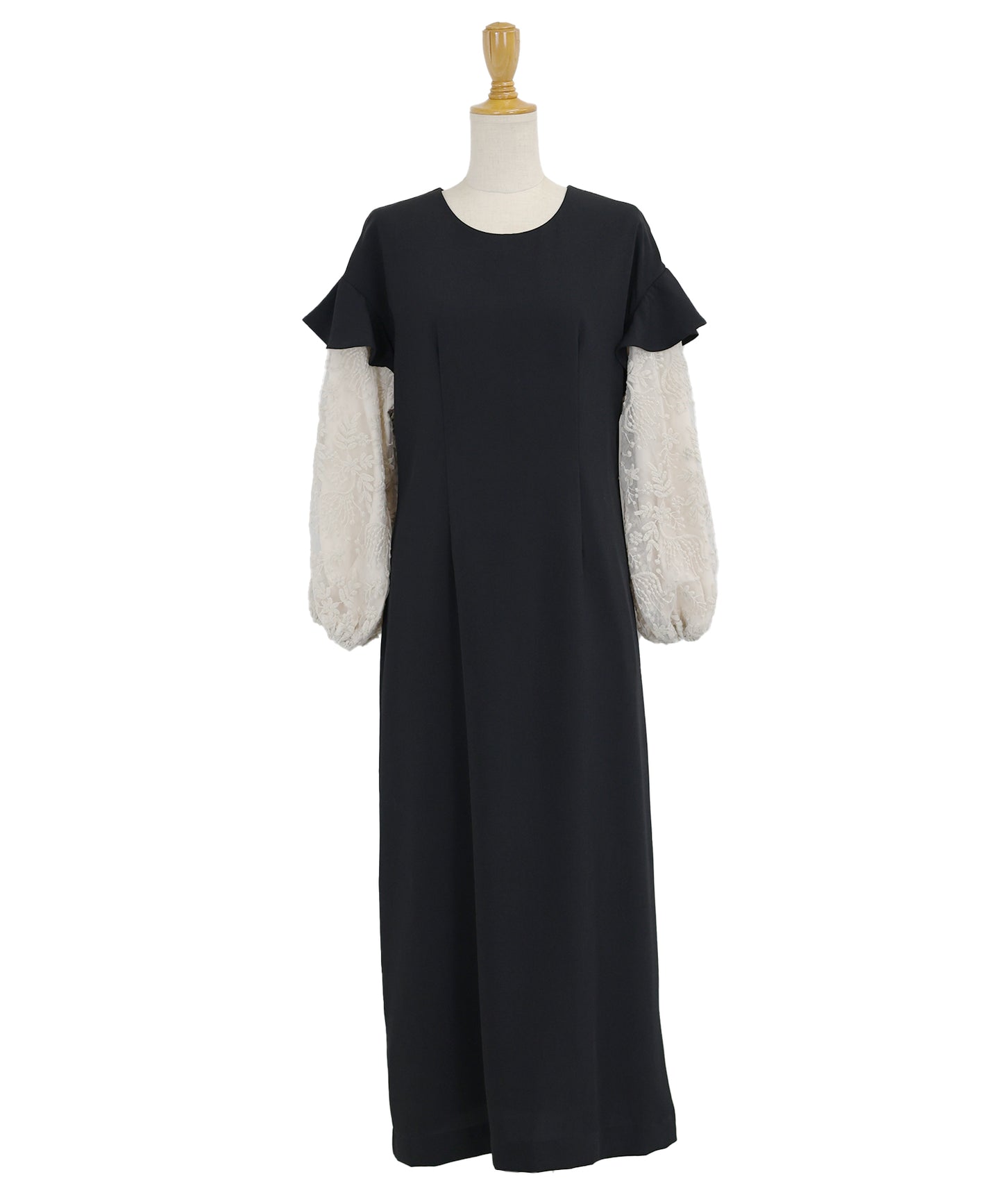 【SALE】刺繍レース袖タイトワンピース