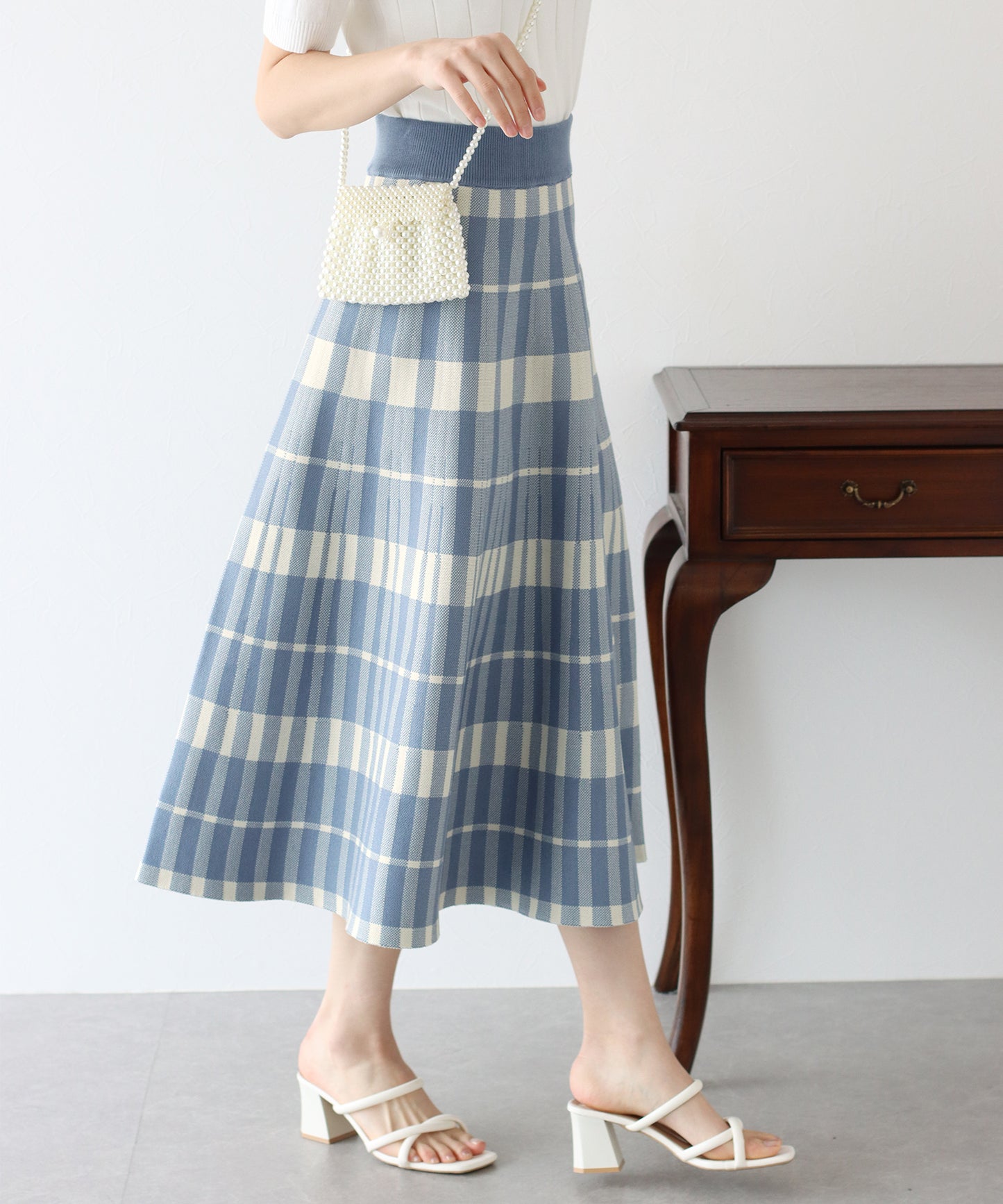 【SALE】チェックニットスカート