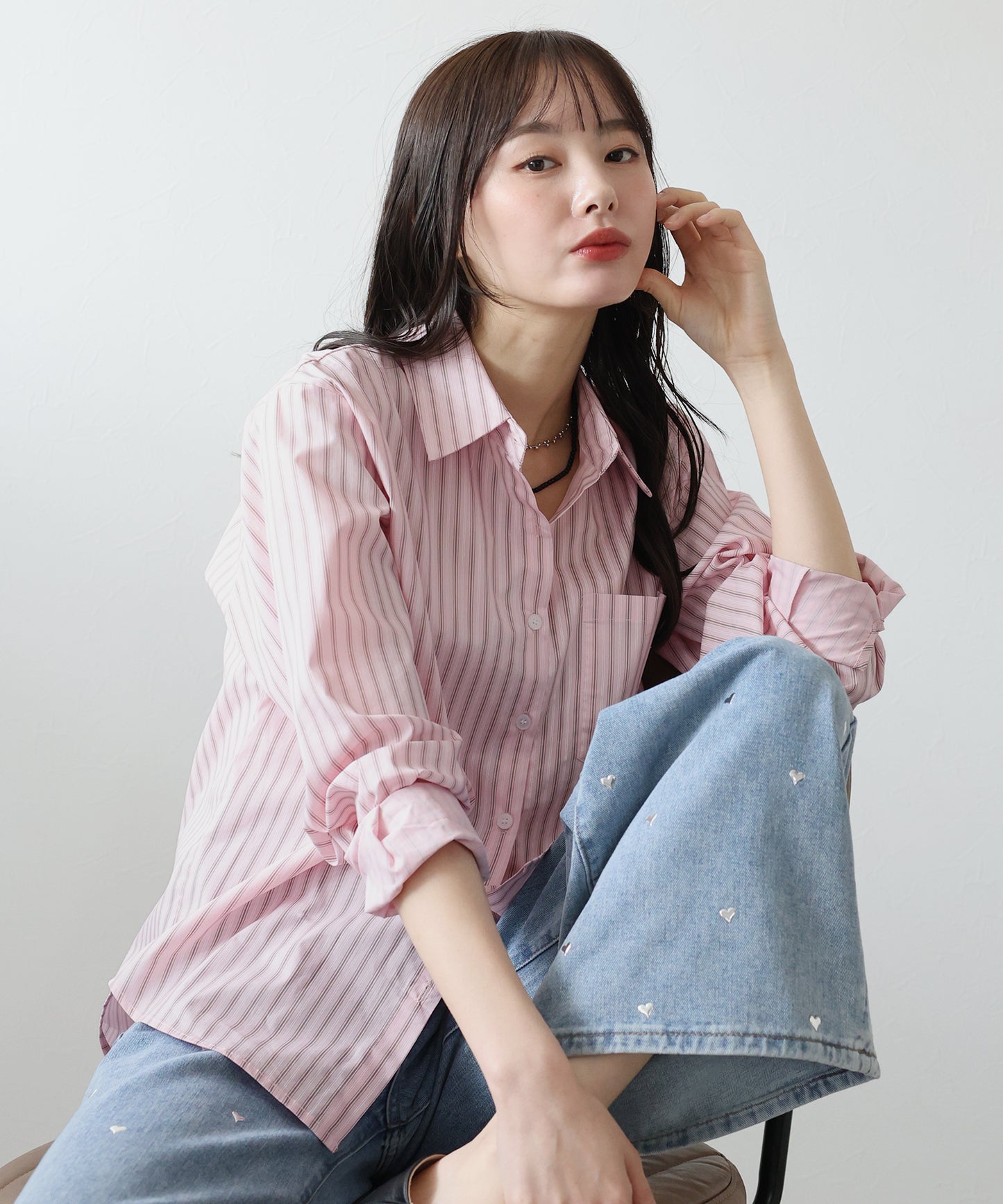 【SALE】カラーストライプシャツ【ネコポス】