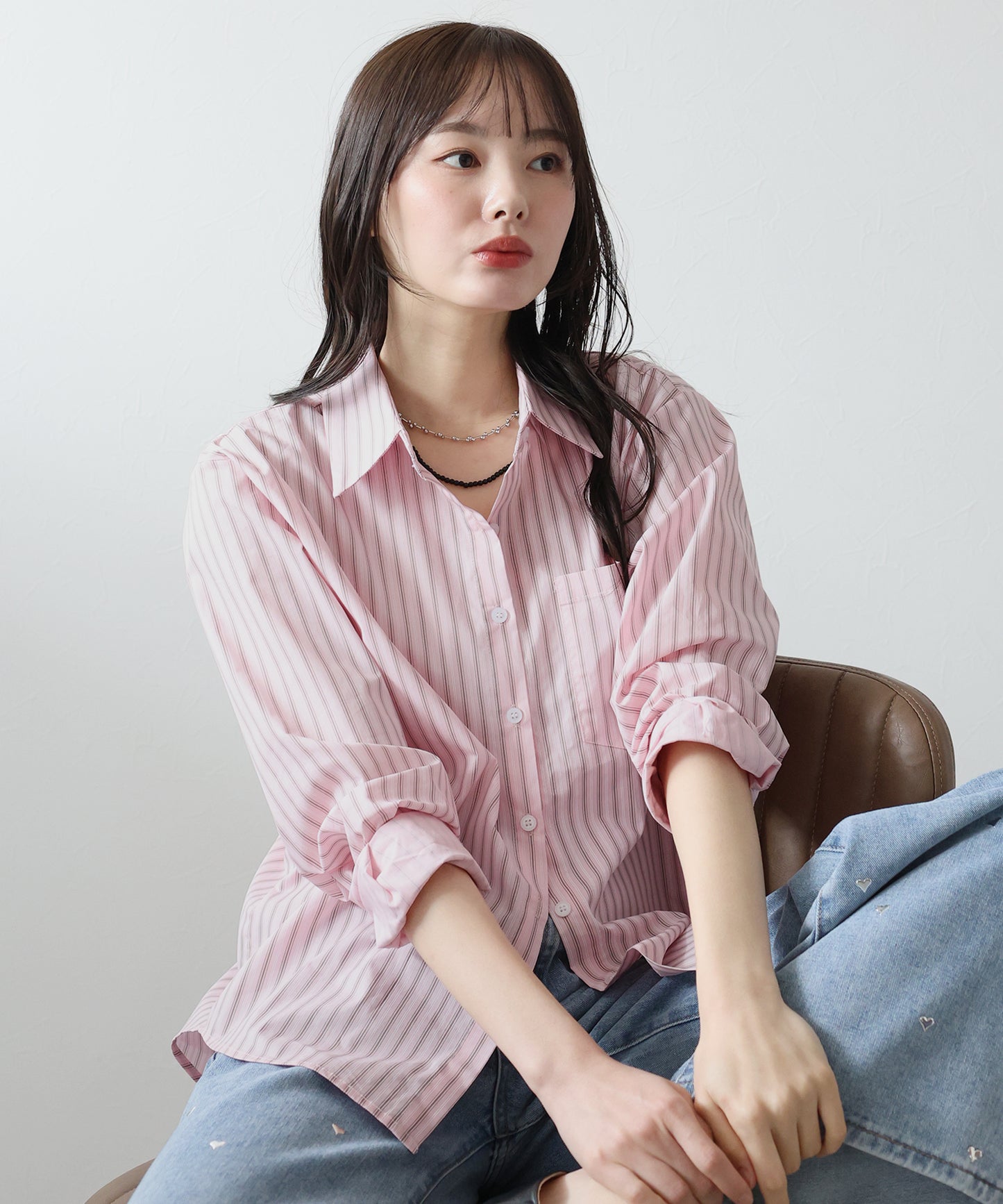 【SALE】カラーストライプシャツ【ネコポス】