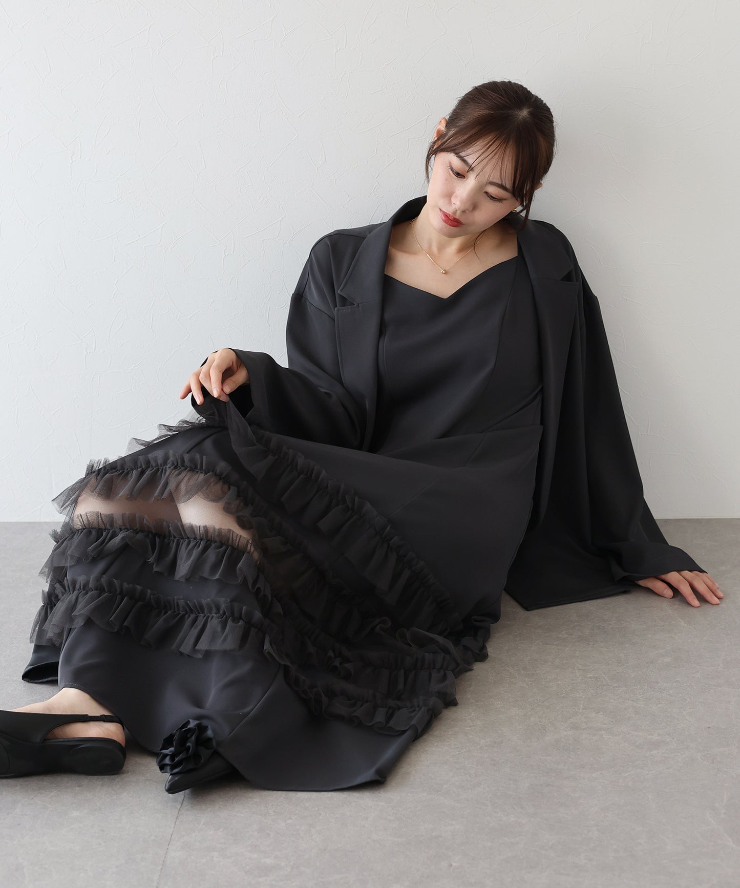 【早割5%OFF】フリルキャミOP×ジャケットセット