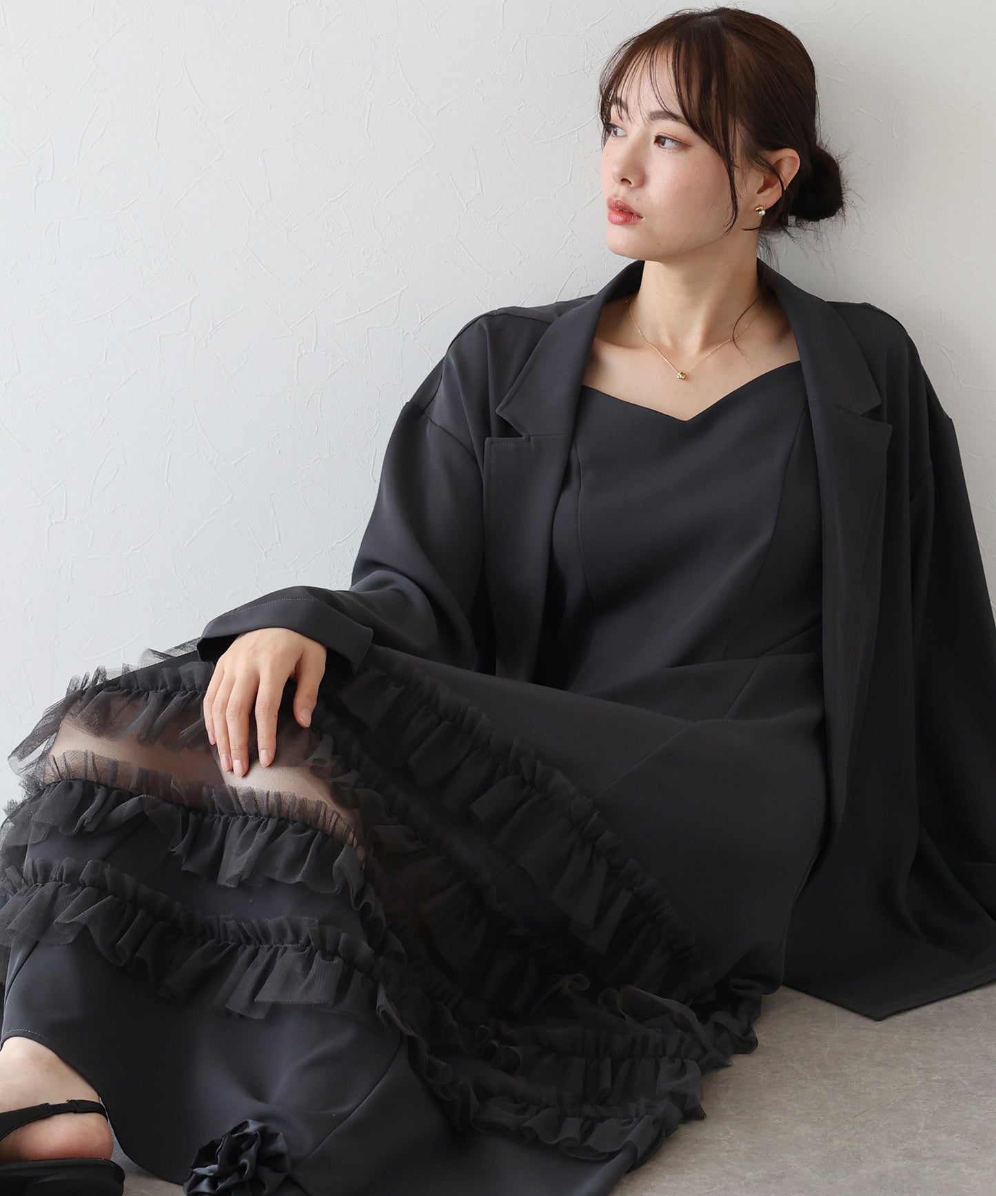 【早割5%OFF】フリルキャミOP×ジャケットセット