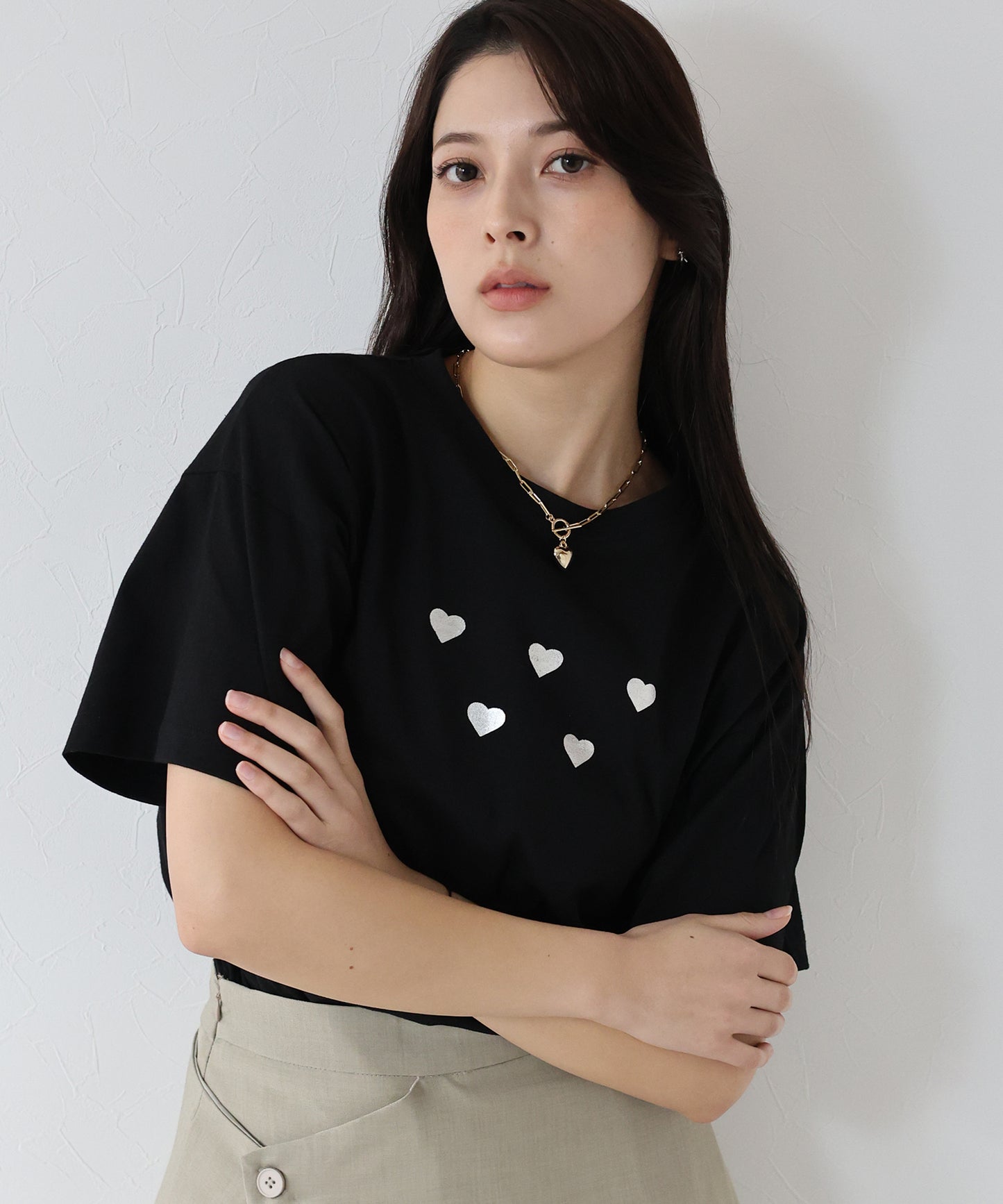 箔ハートプリントTシャツ【ネコポス】