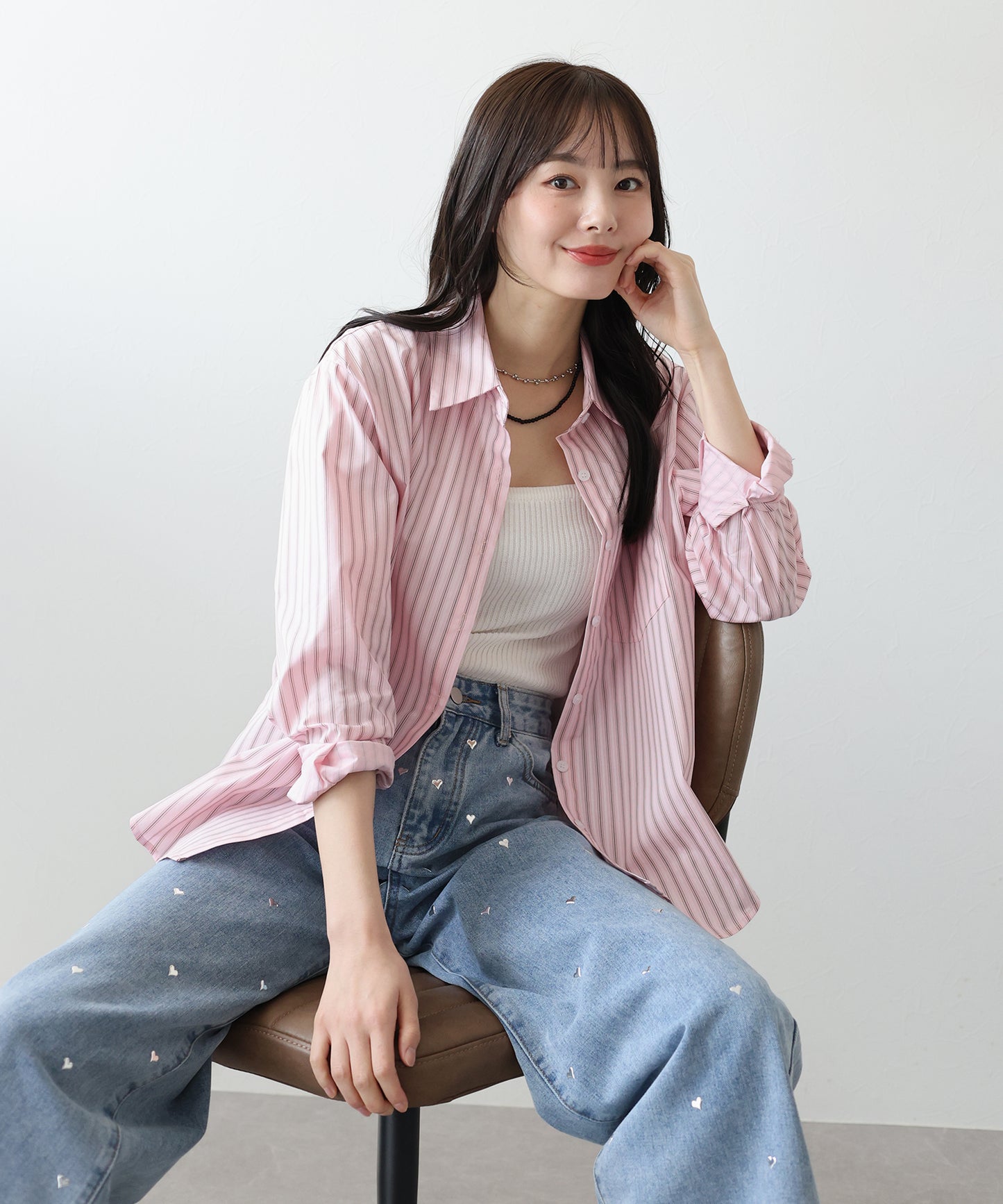 【SALE】カラーストライプシャツ【ネコポス】