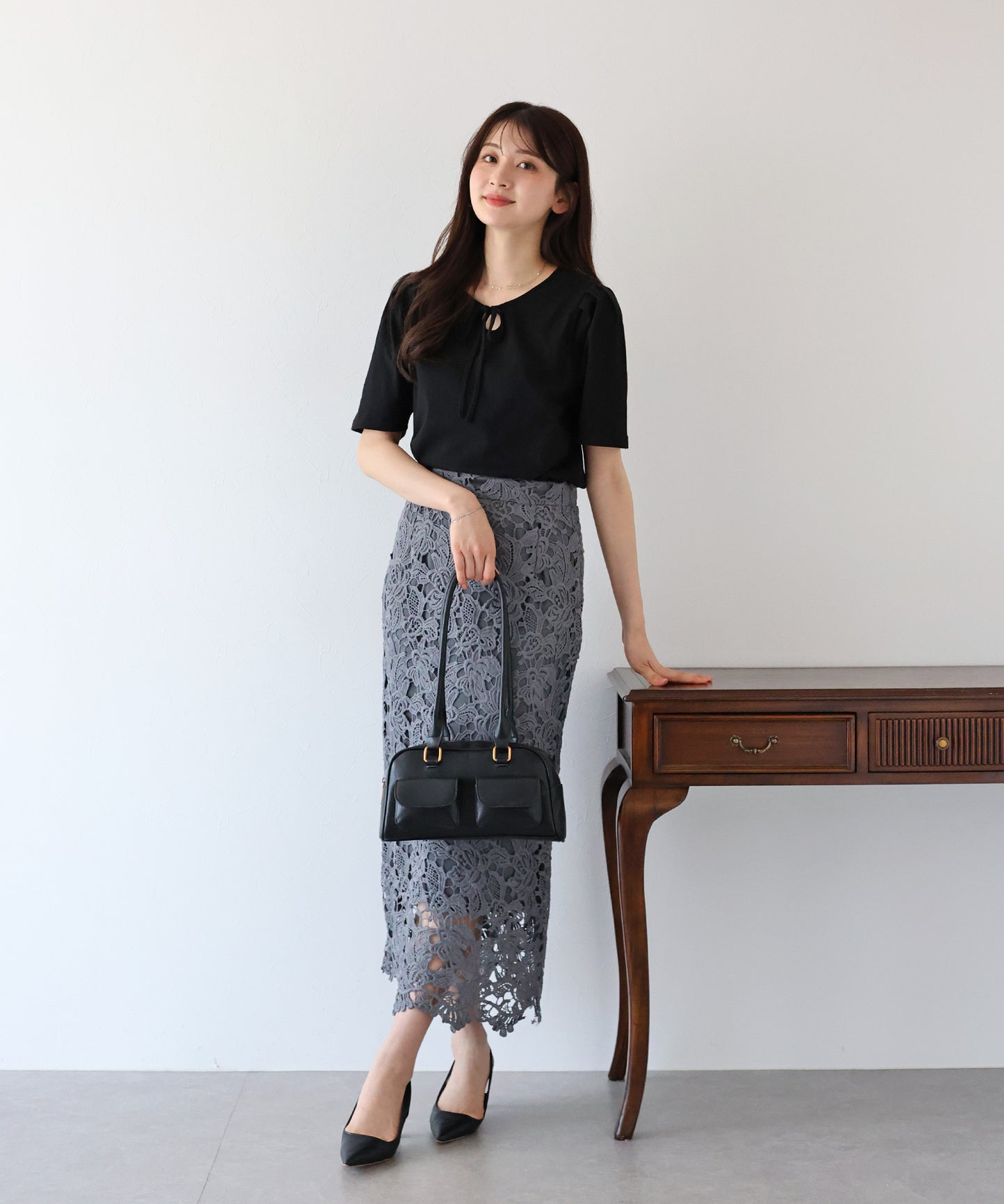 【TIME SALE】パイピングリボンタックTシャツ