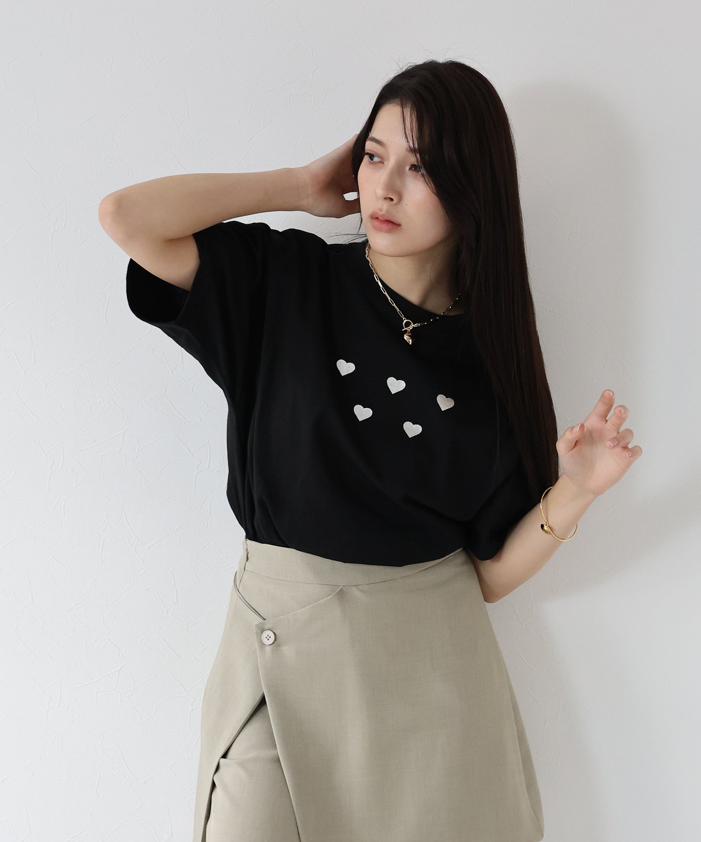 箔ハートプリントTシャツ【ネコポス】