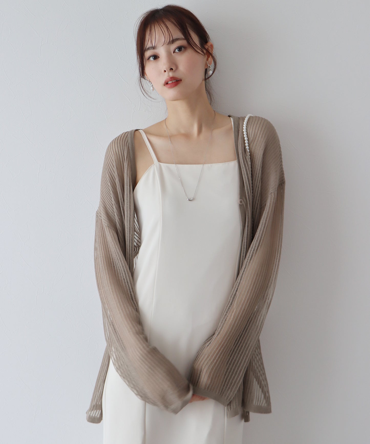 스트라이프 메쉬 가디건
