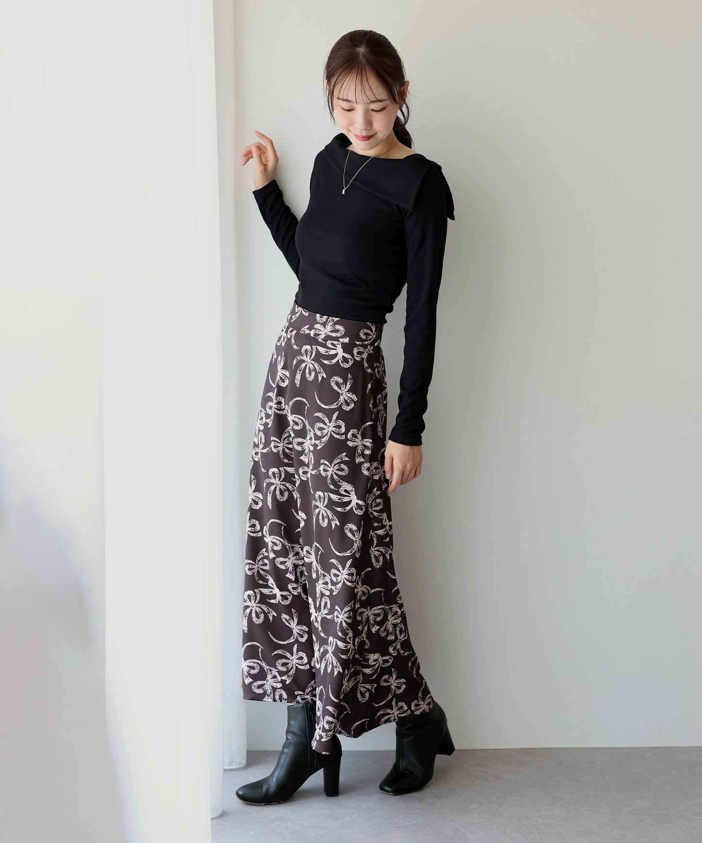 【SALE】リボンプリントマーメイドスカート