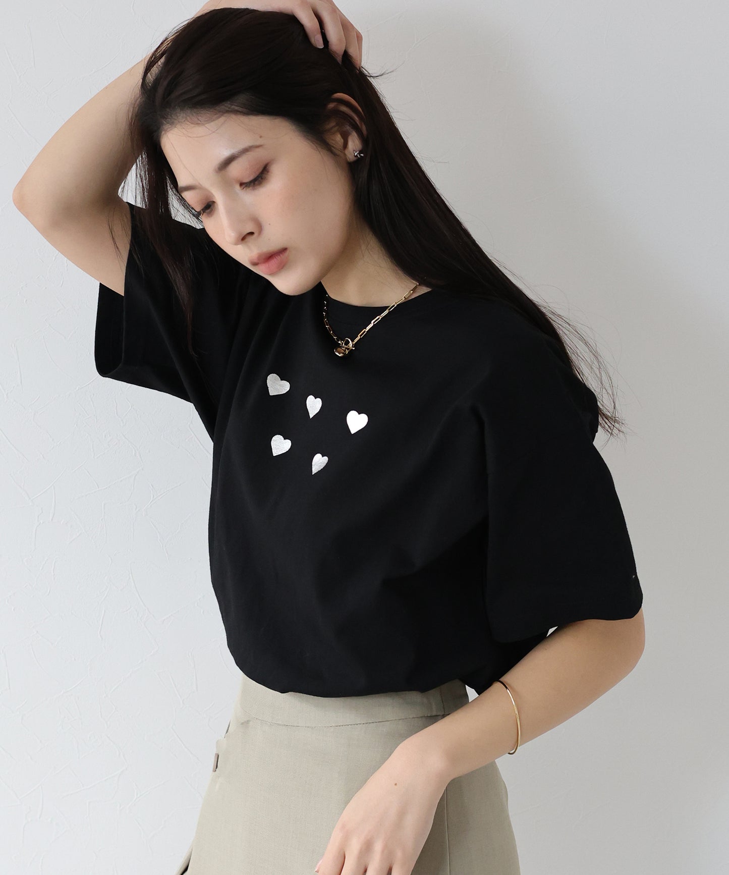 箔ハートプリントTシャツ【ネコポス】