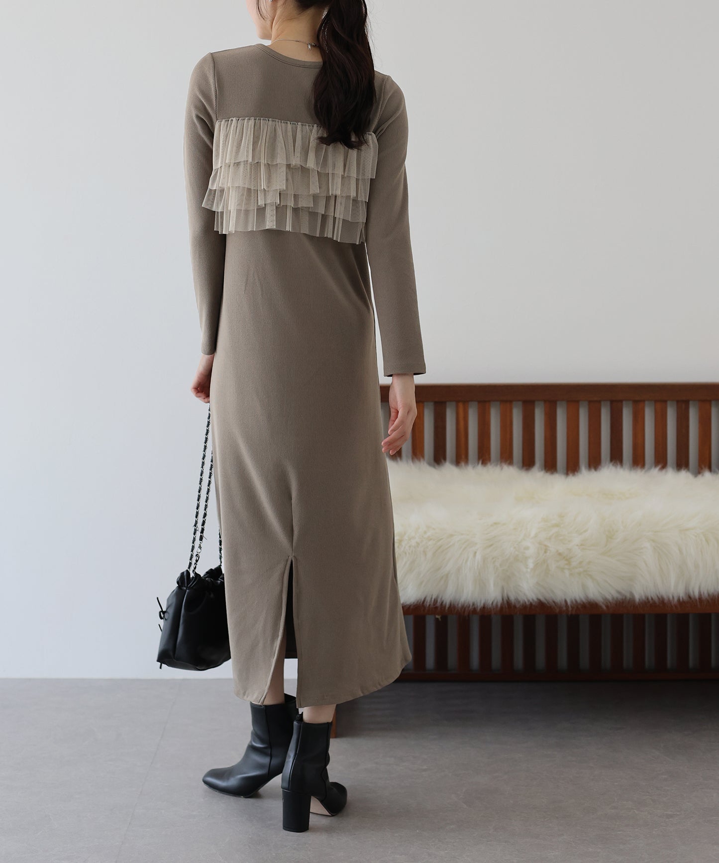 フリルチュールレイヤードワンピース