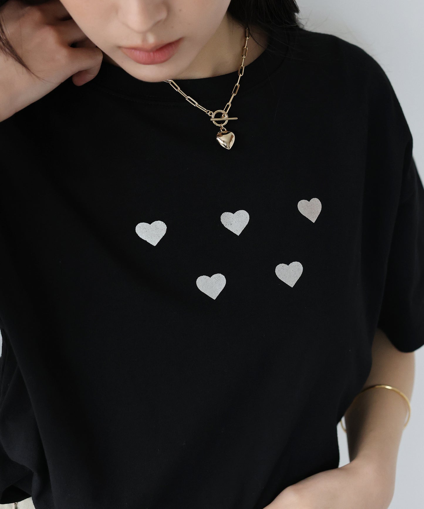箔ハートプリントTシャツ【ネコポス】