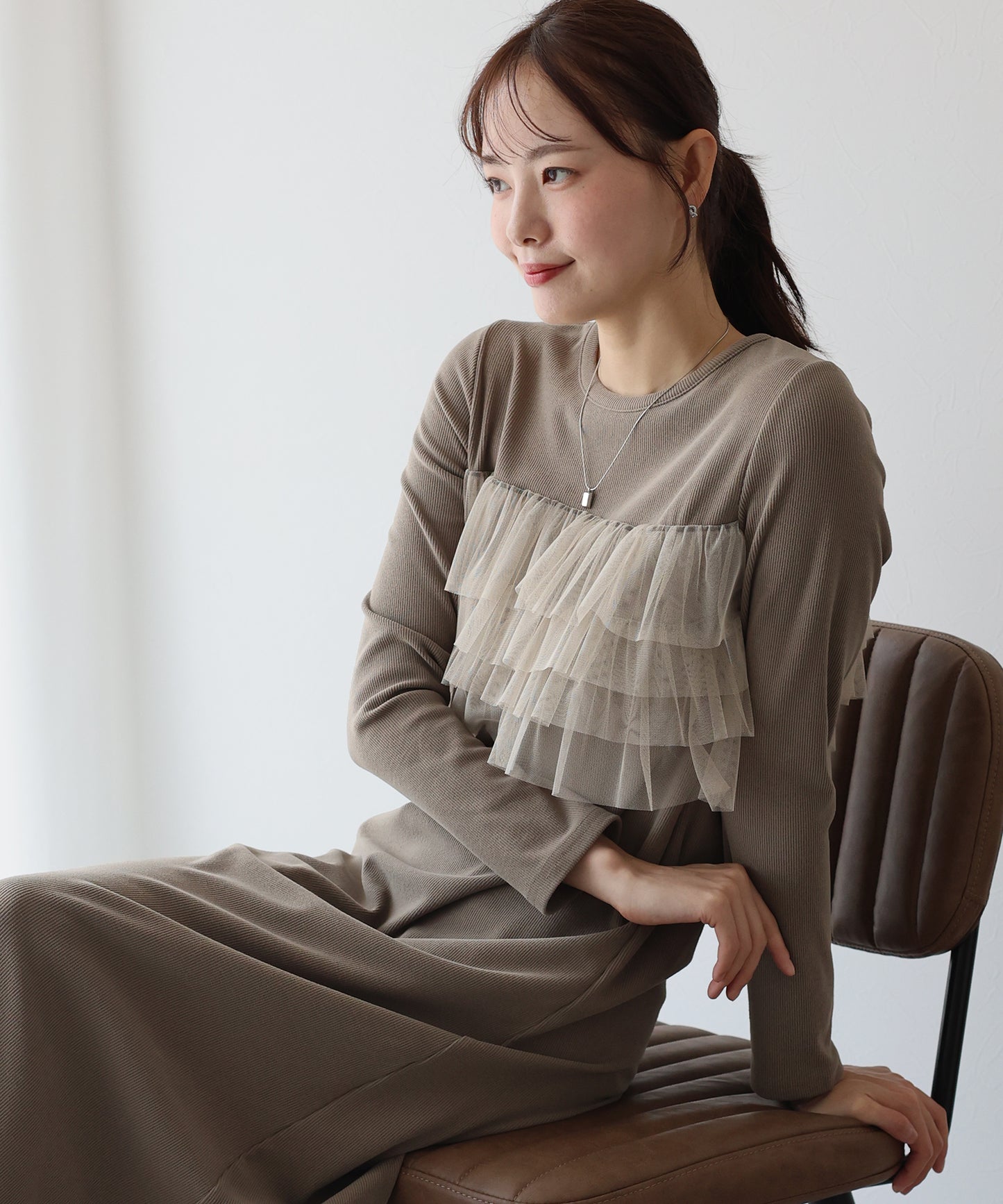 フリルチュールレイヤードワンピース