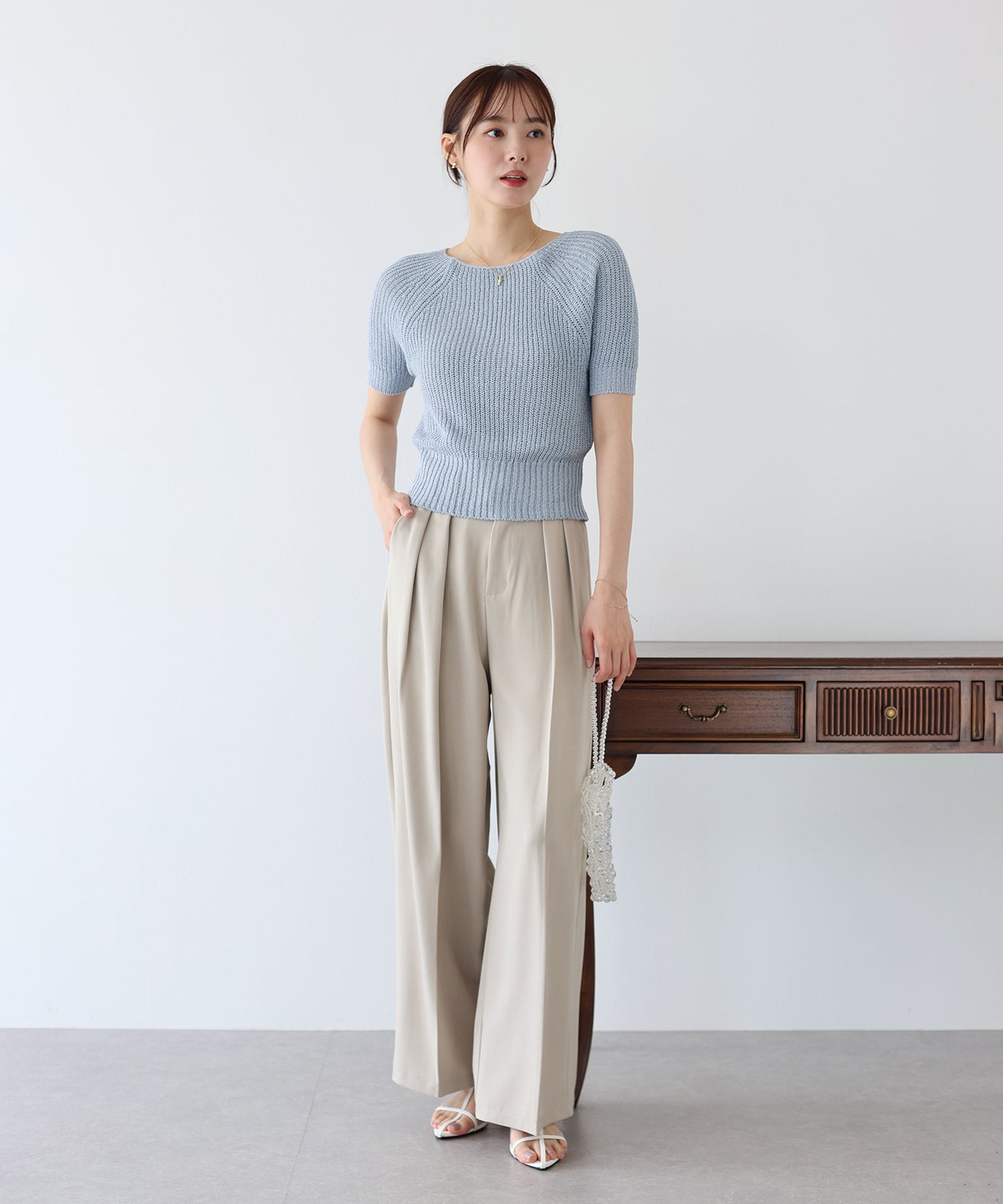 【SALE】半袖サマーニットトップス【ネコポス】
