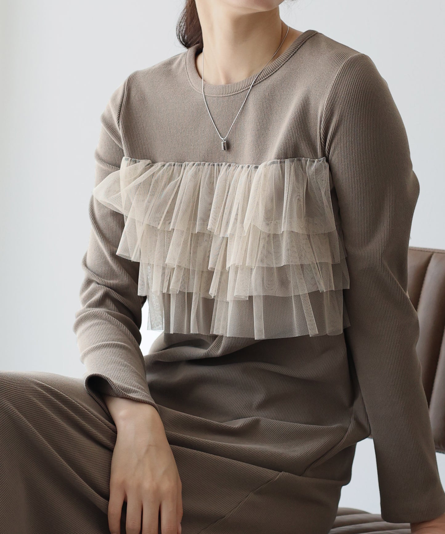 フリルチュールレイヤードワンピース