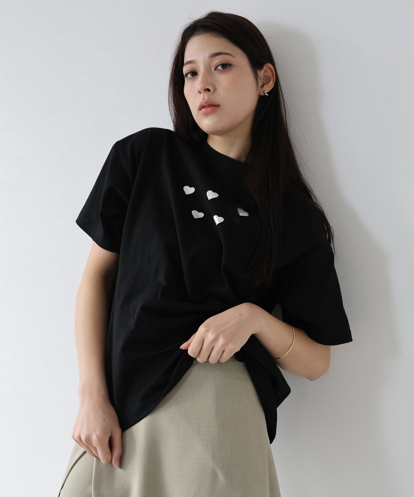 箔ハートプリントTシャツ【ネコポス】