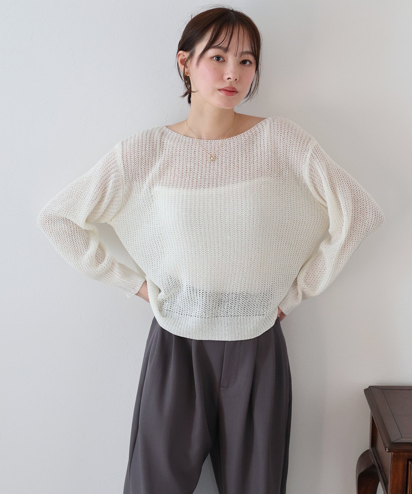 【TIME SALE】スパンコールメッシュニット
