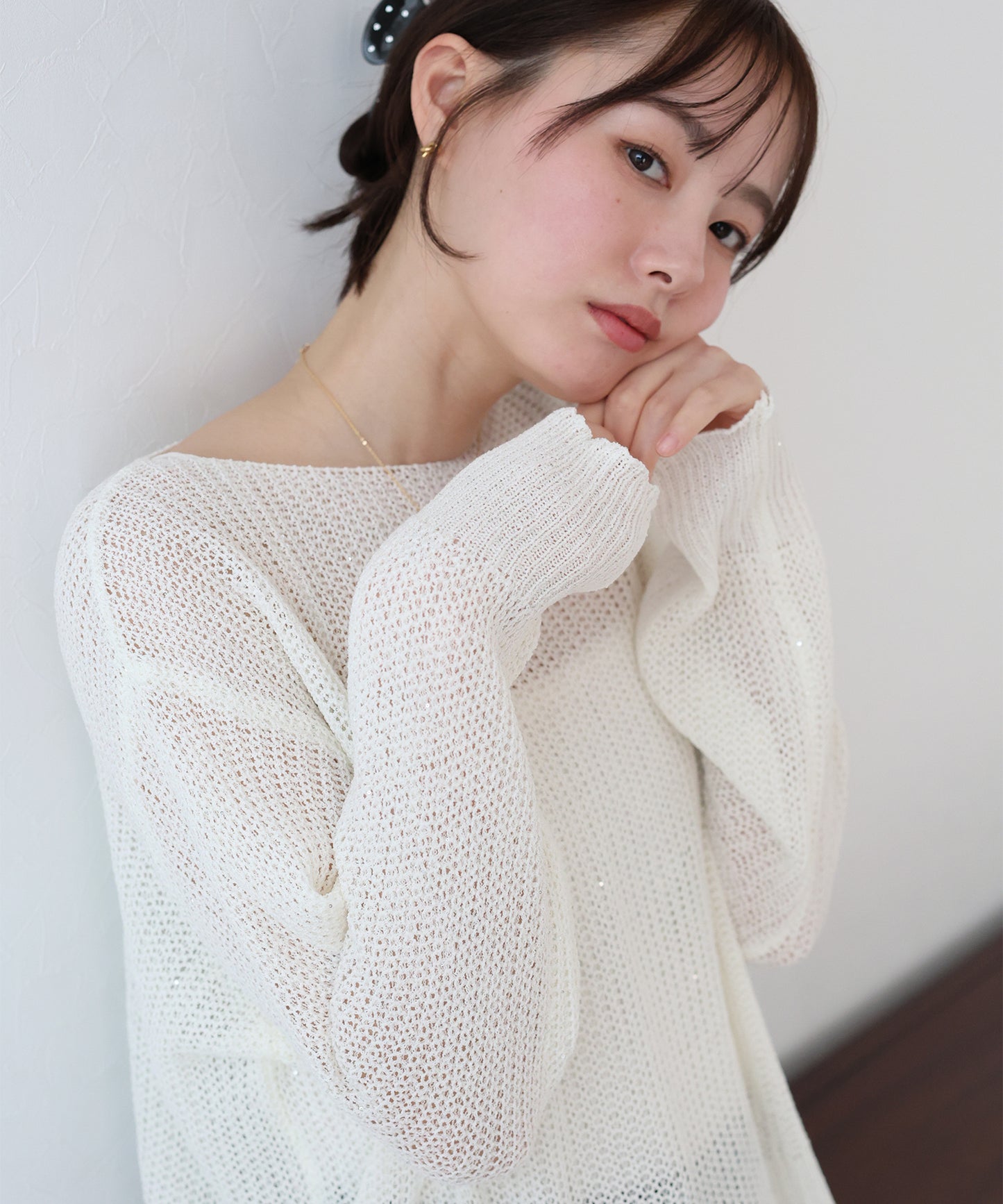 【TIME SALE】スパンコールメッシュニット