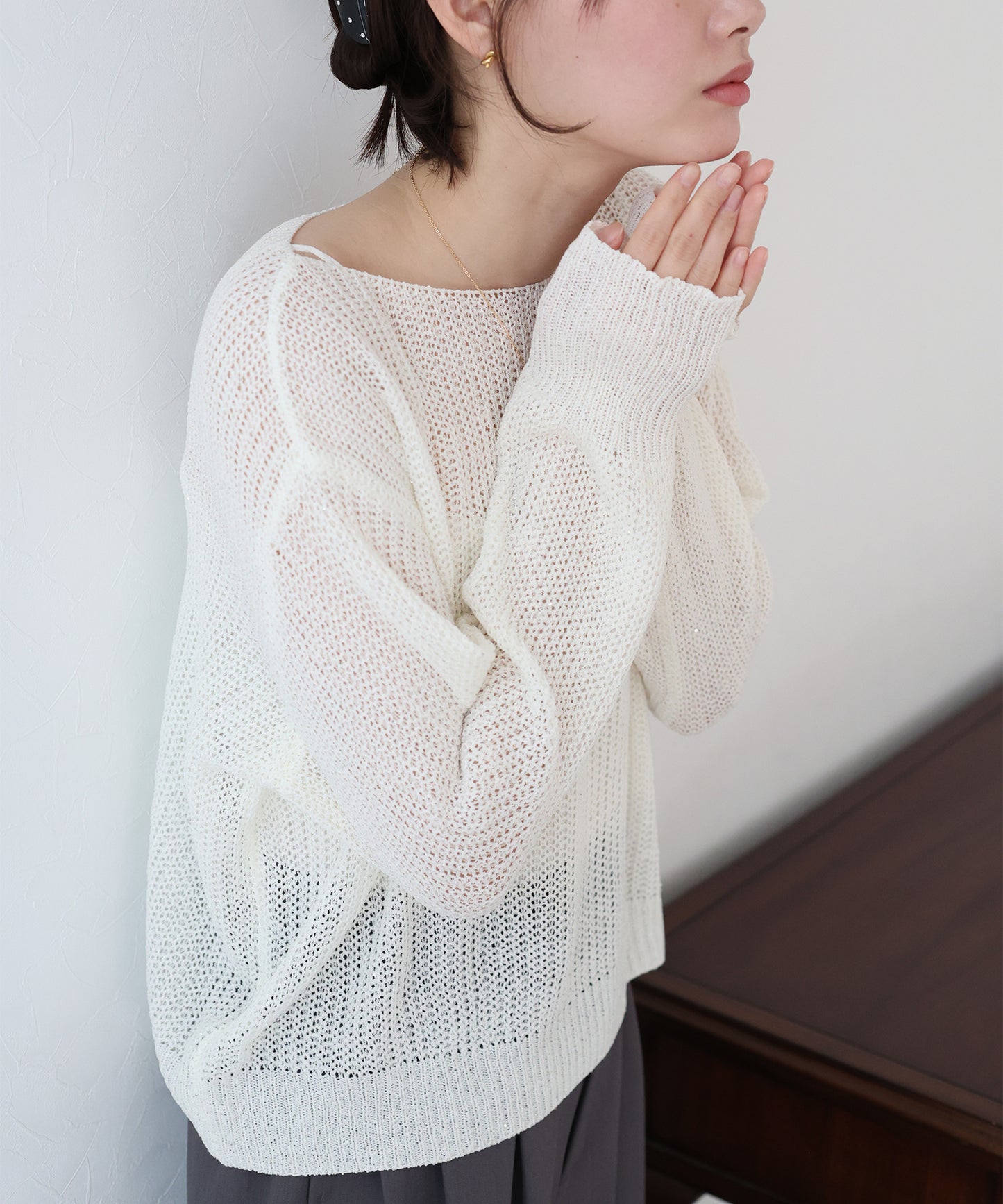 【TIME SALE】スパンコールメッシュニット