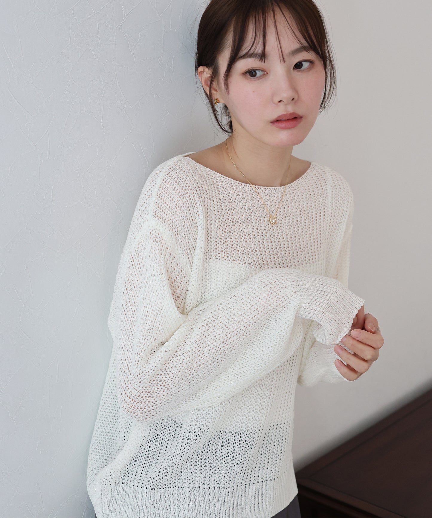 【TIME SALE】スパンコールメッシュニット