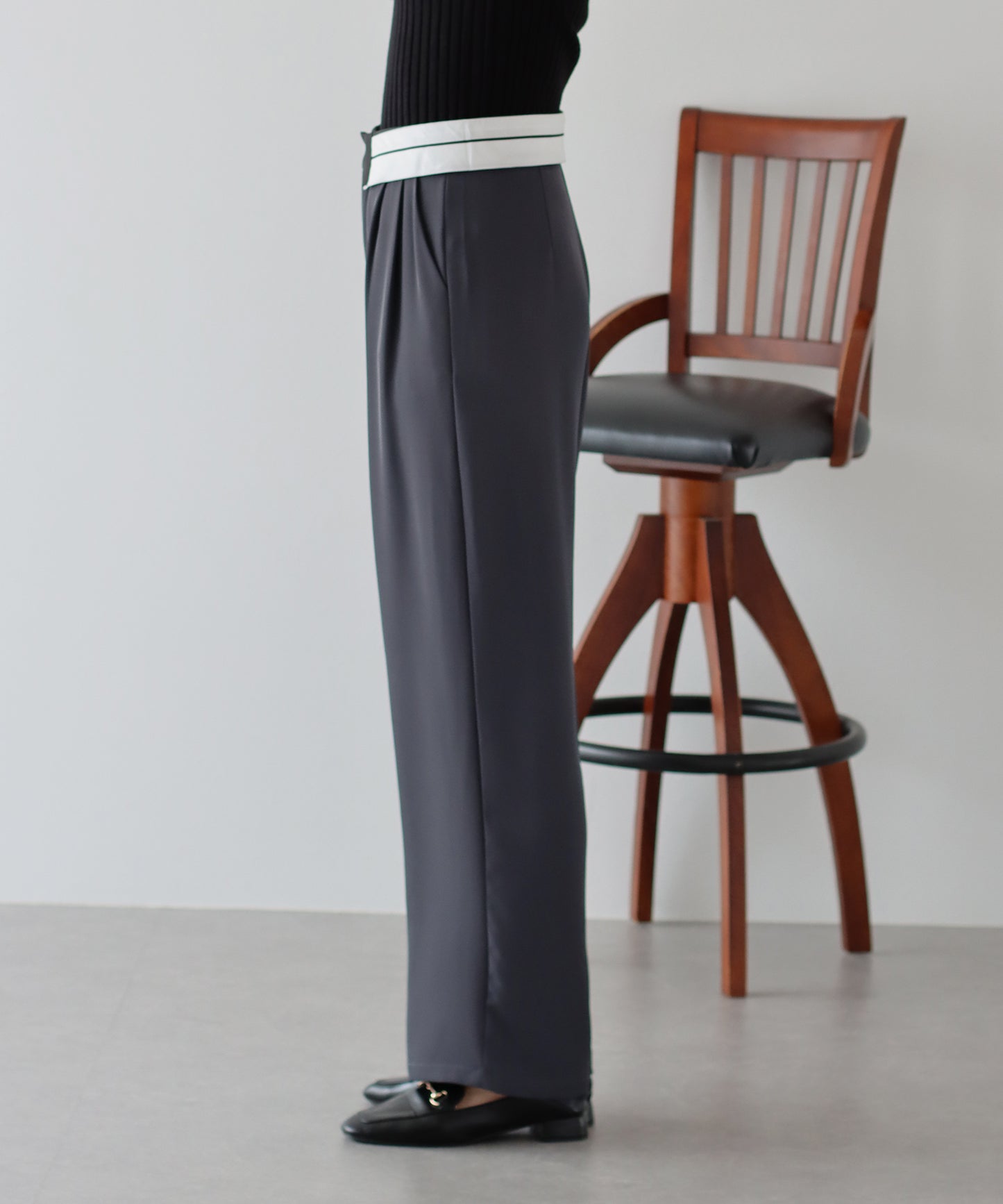 【TIME SALE】ウエスト折り返しタックパンツ