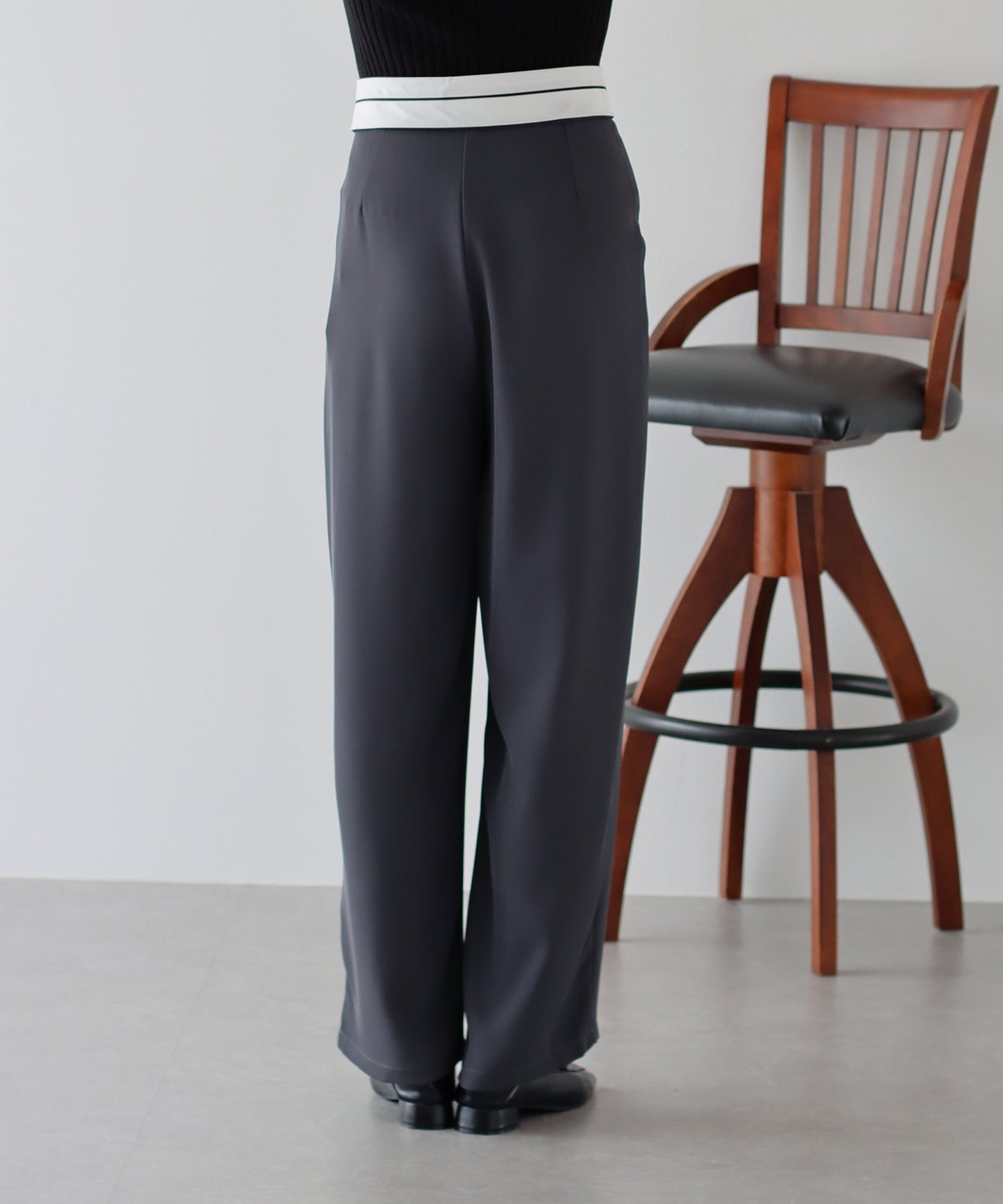 【TIME SALE】ウエスト折り返しタックパンツ