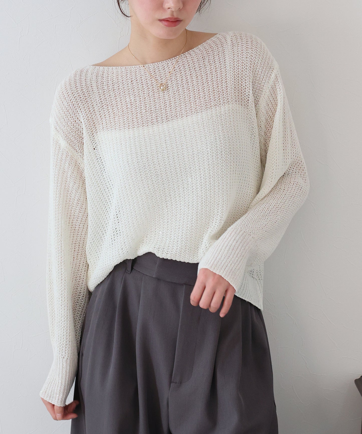 【TIME SALE】スパンコールメッシュニット