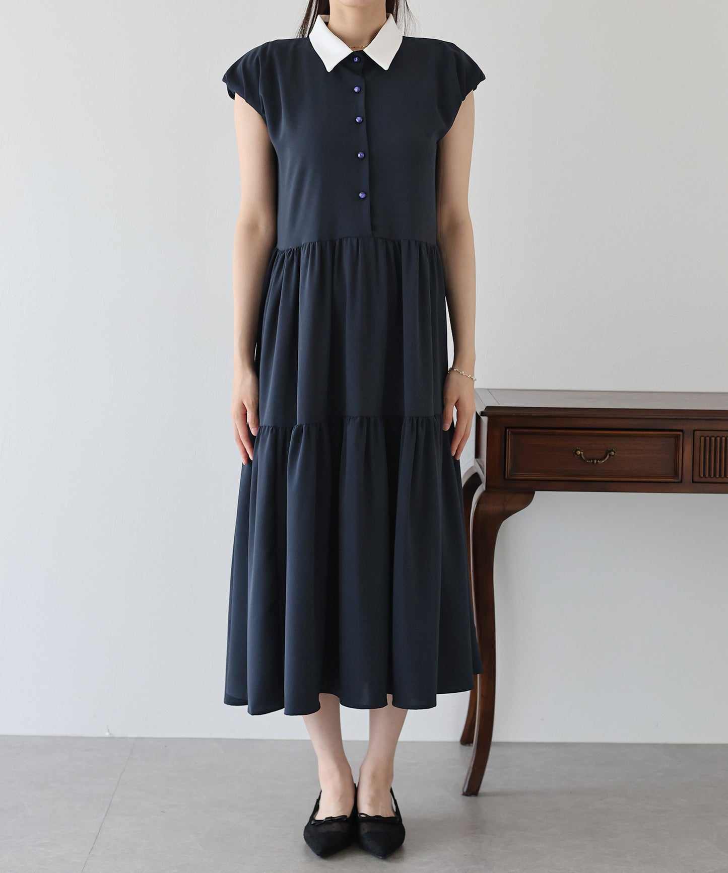 【TIME SALE】衿付きティアードワンピース