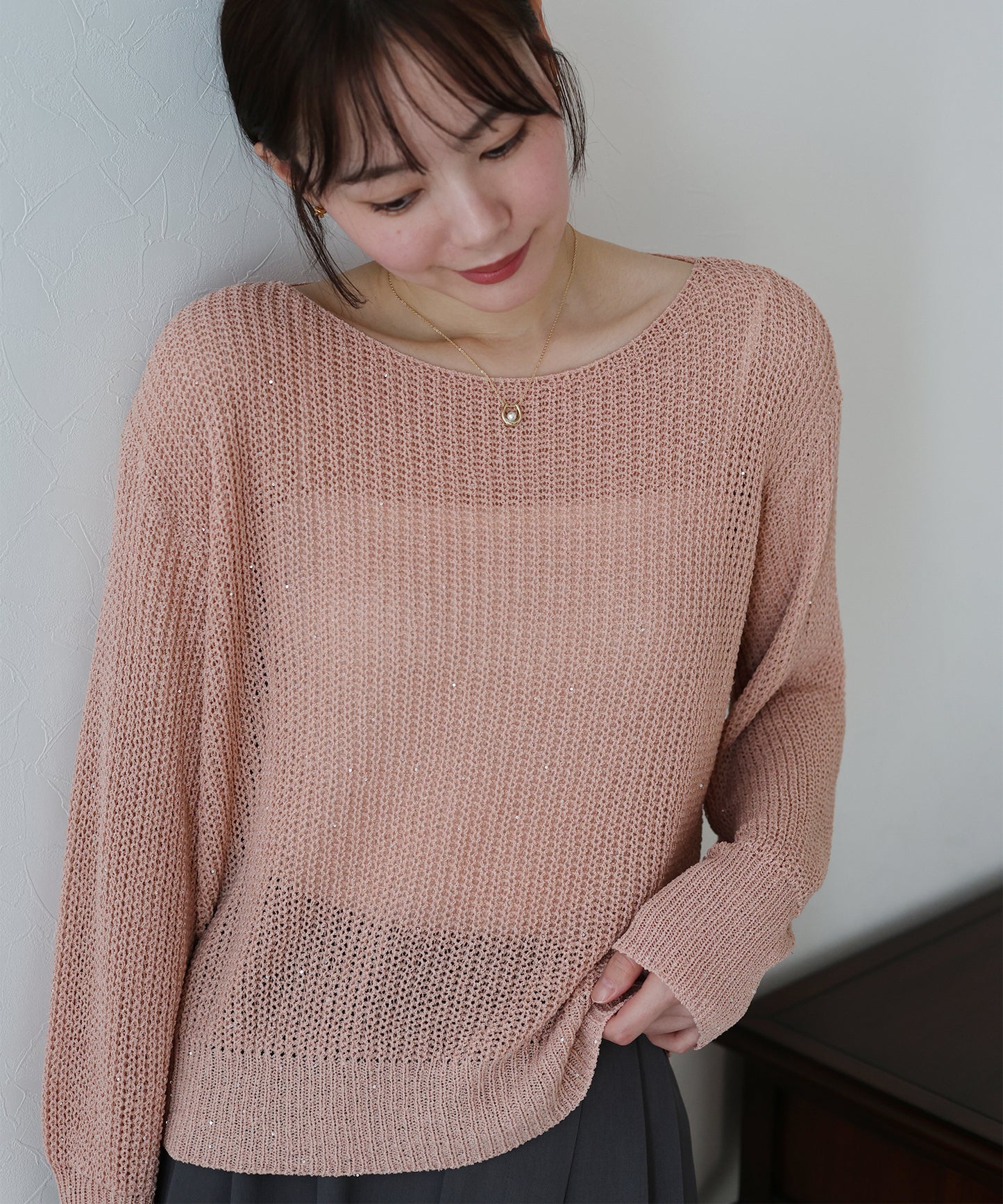 【TIME SALE】スパンコールメッシュニット