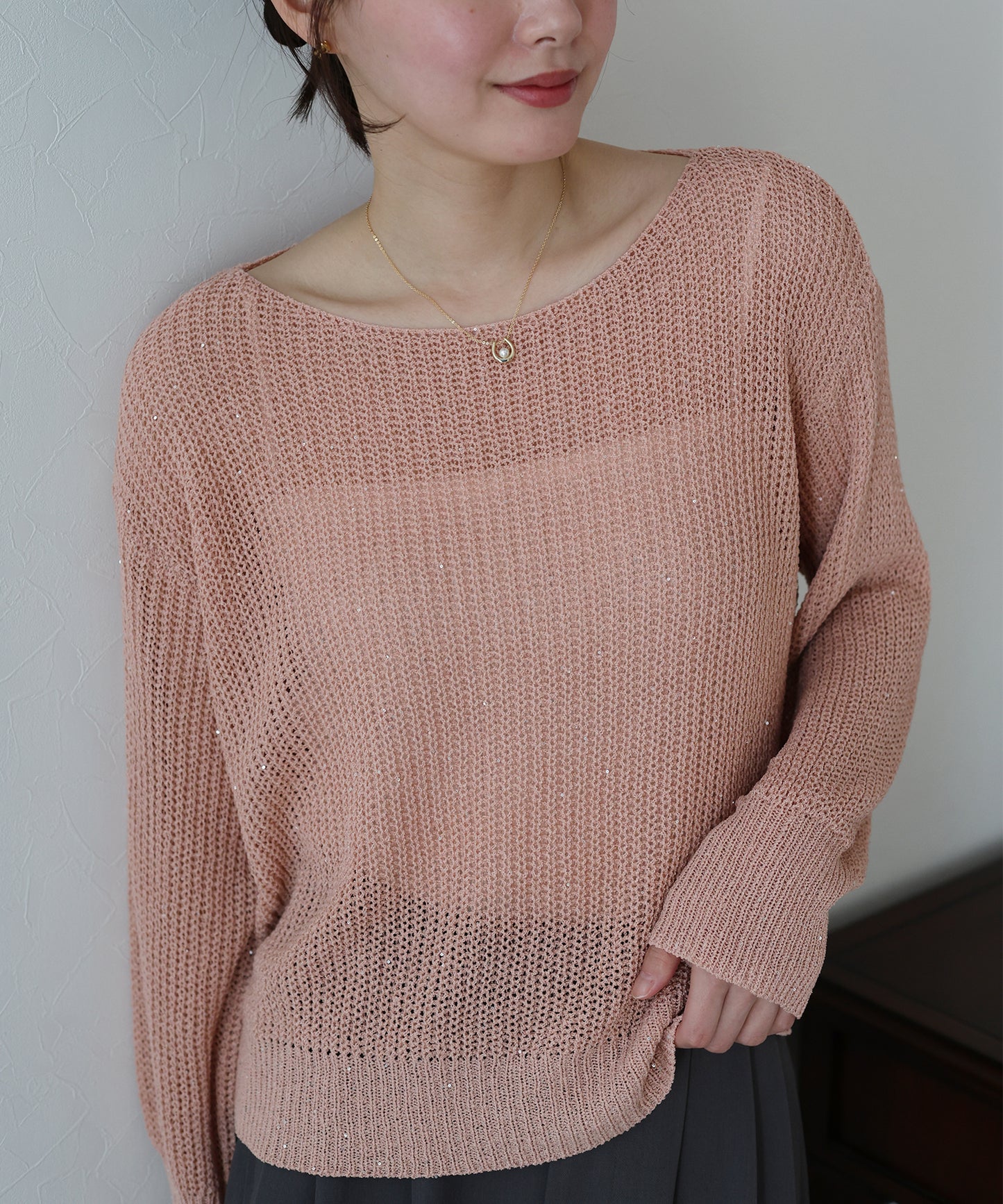 【TIME SALE】スパンコールメッシュニット