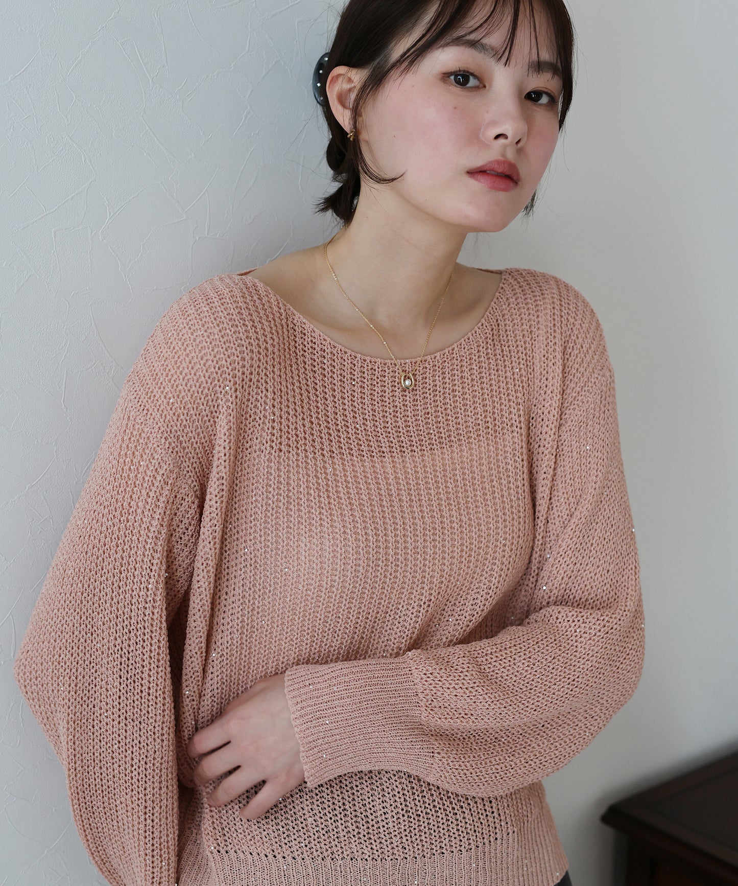 【TIME SALE】スパンコールメッシュニット