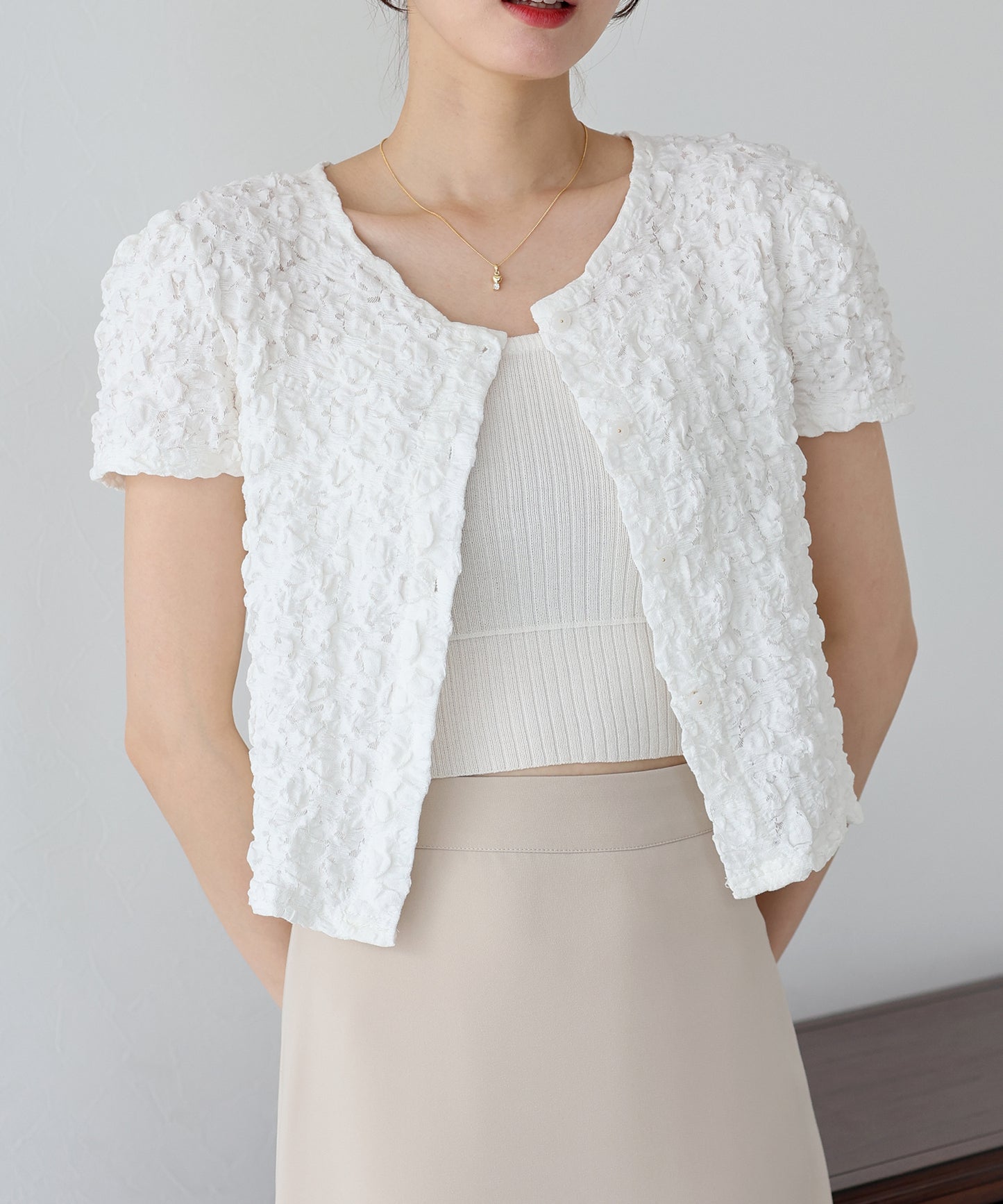 ワッフルカーディガン