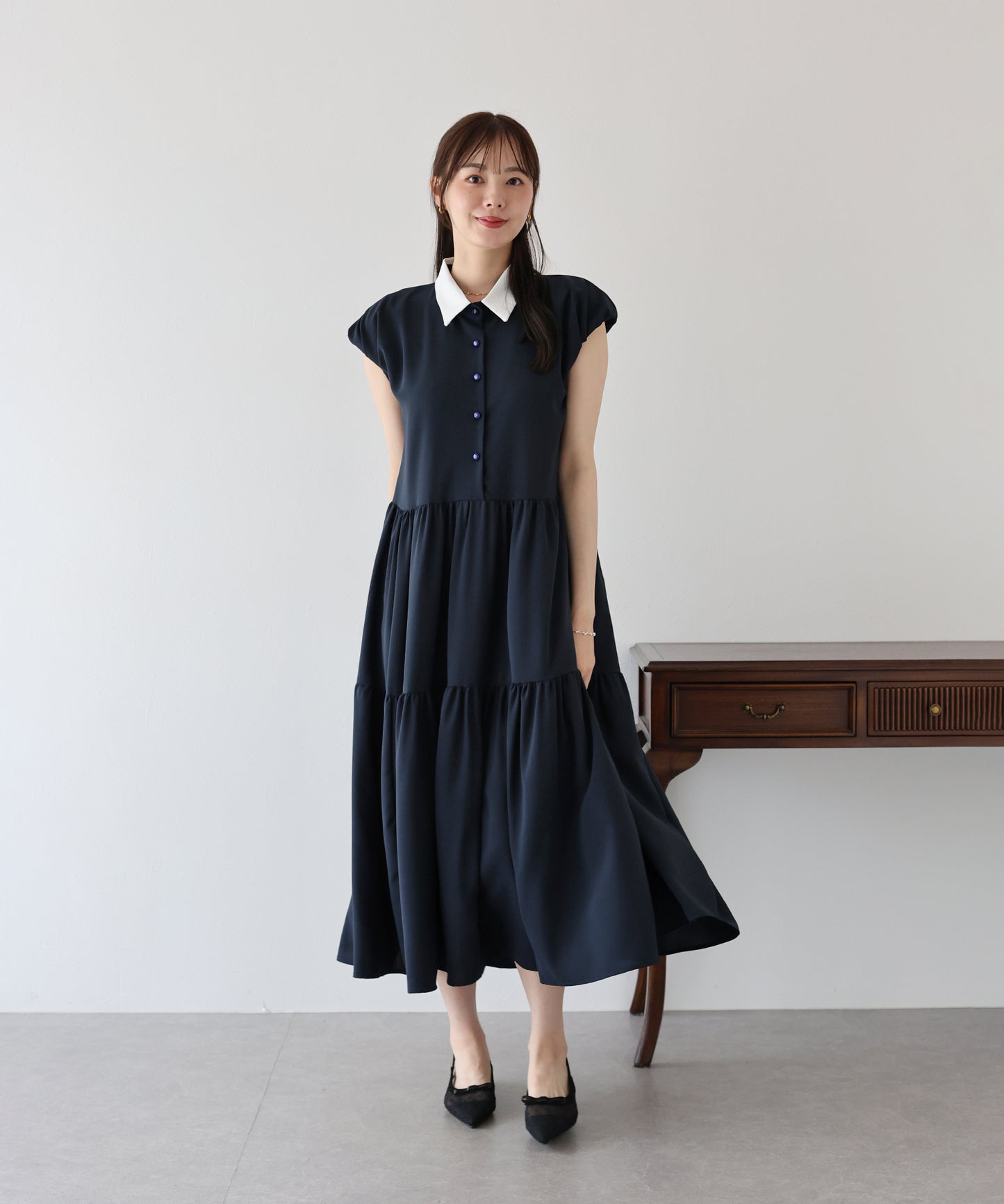 【TIME SALE】衿付きティアードワンピース