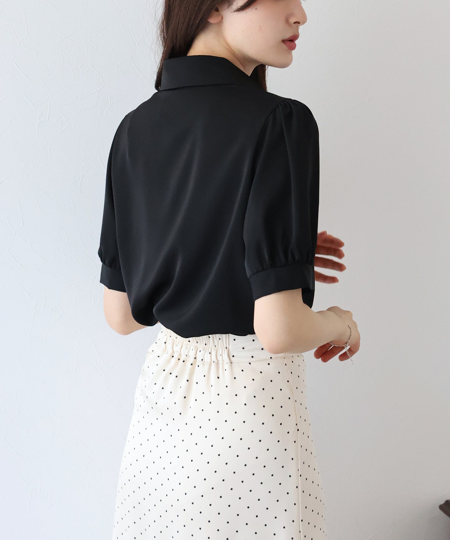 【TIME SALE】フロントクロス襟ブラウス【ネコポス】