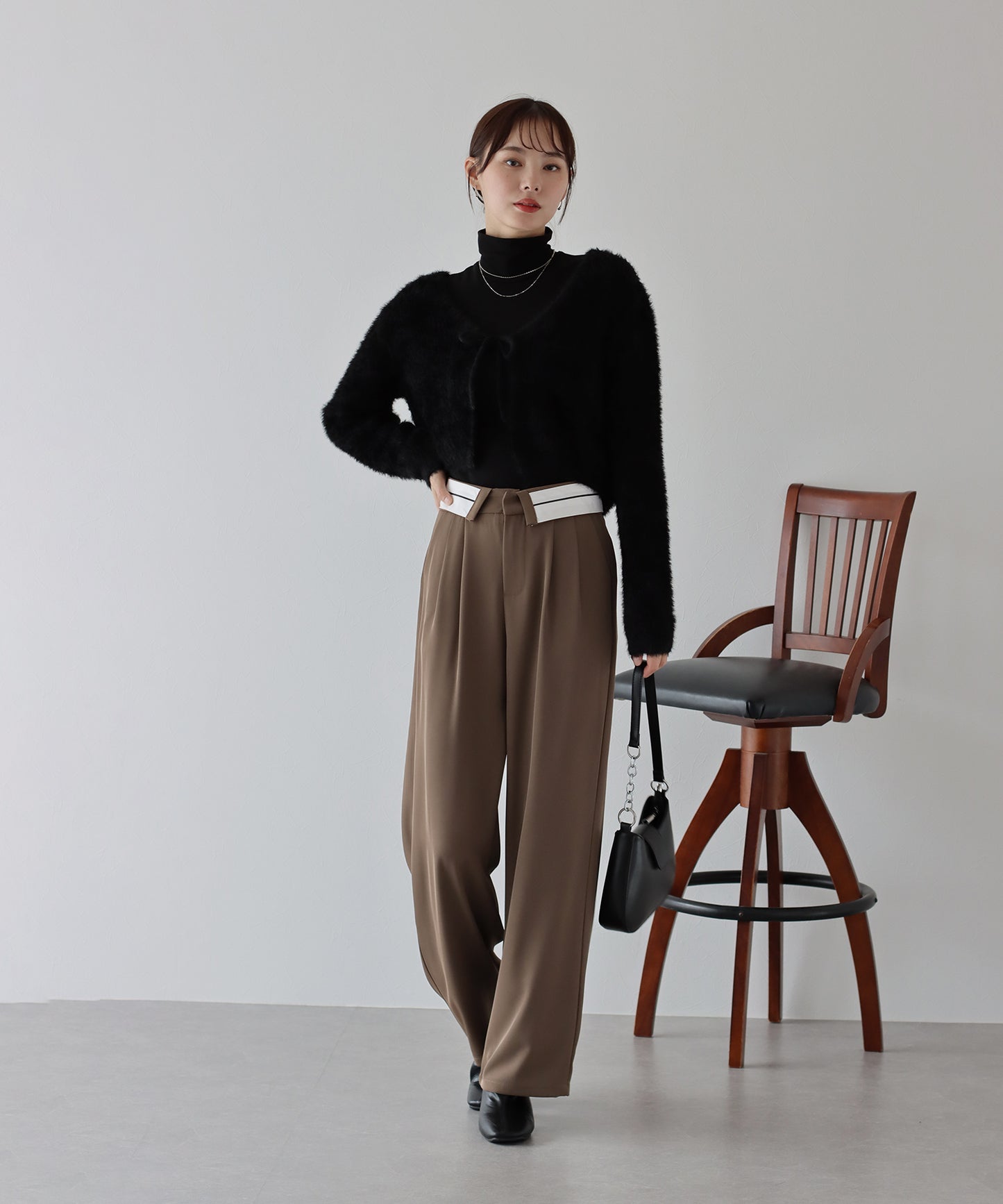【TIME SALE】ウエスト折り返しタックパンツ