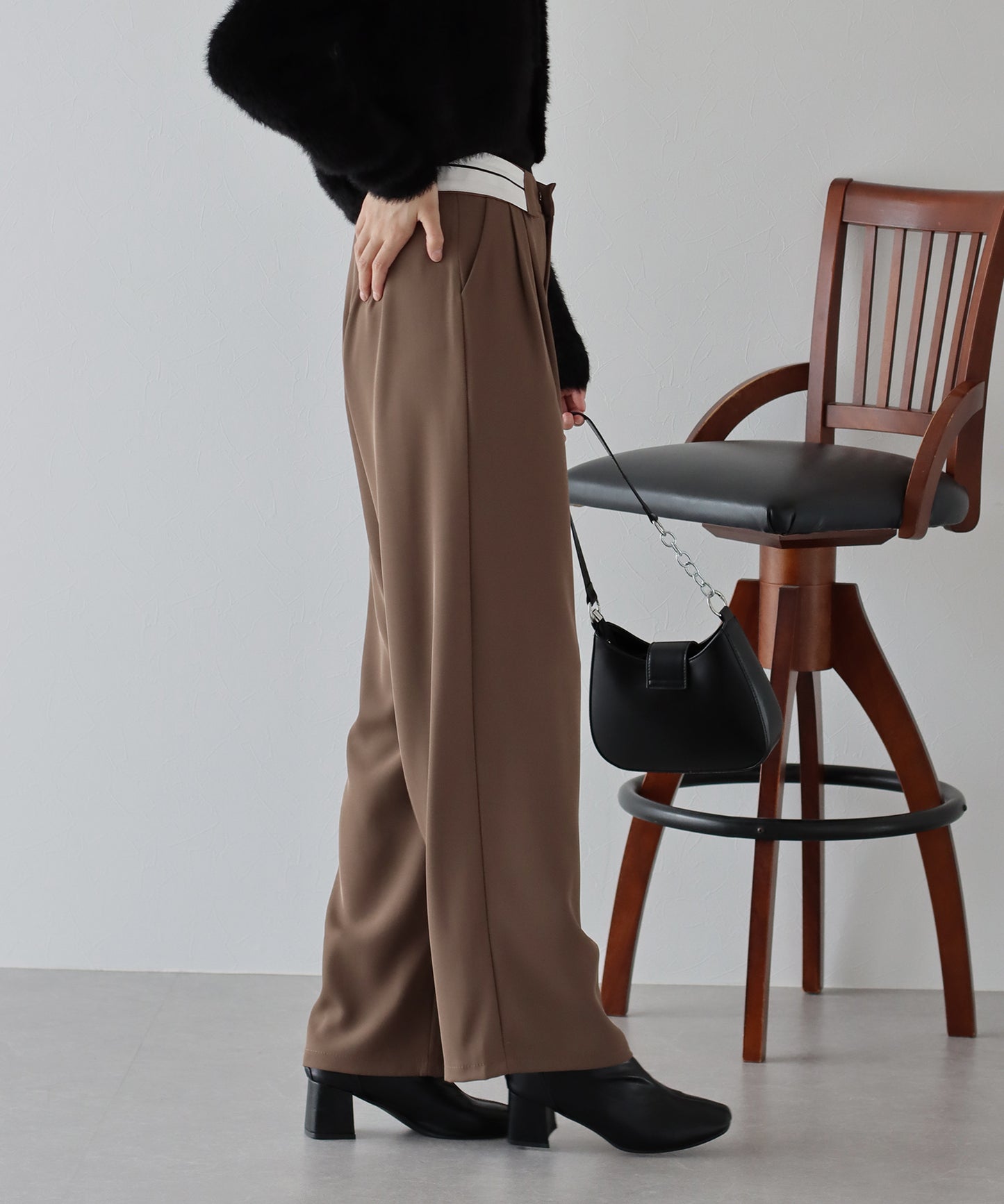 【TIME SALE】ウエスト折り返しタックパンツ