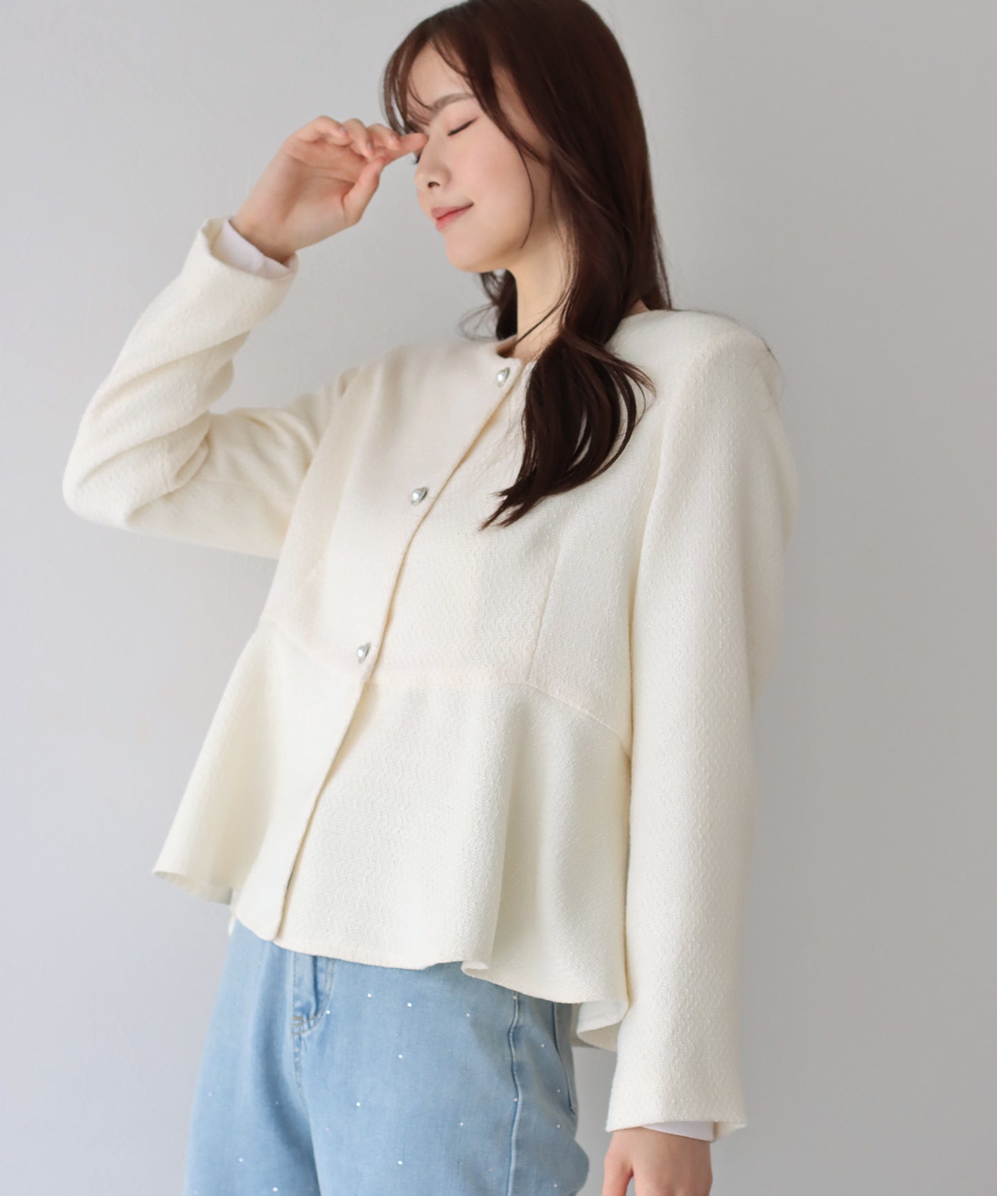 【TIME SALE】ペプラムツイードジャケット